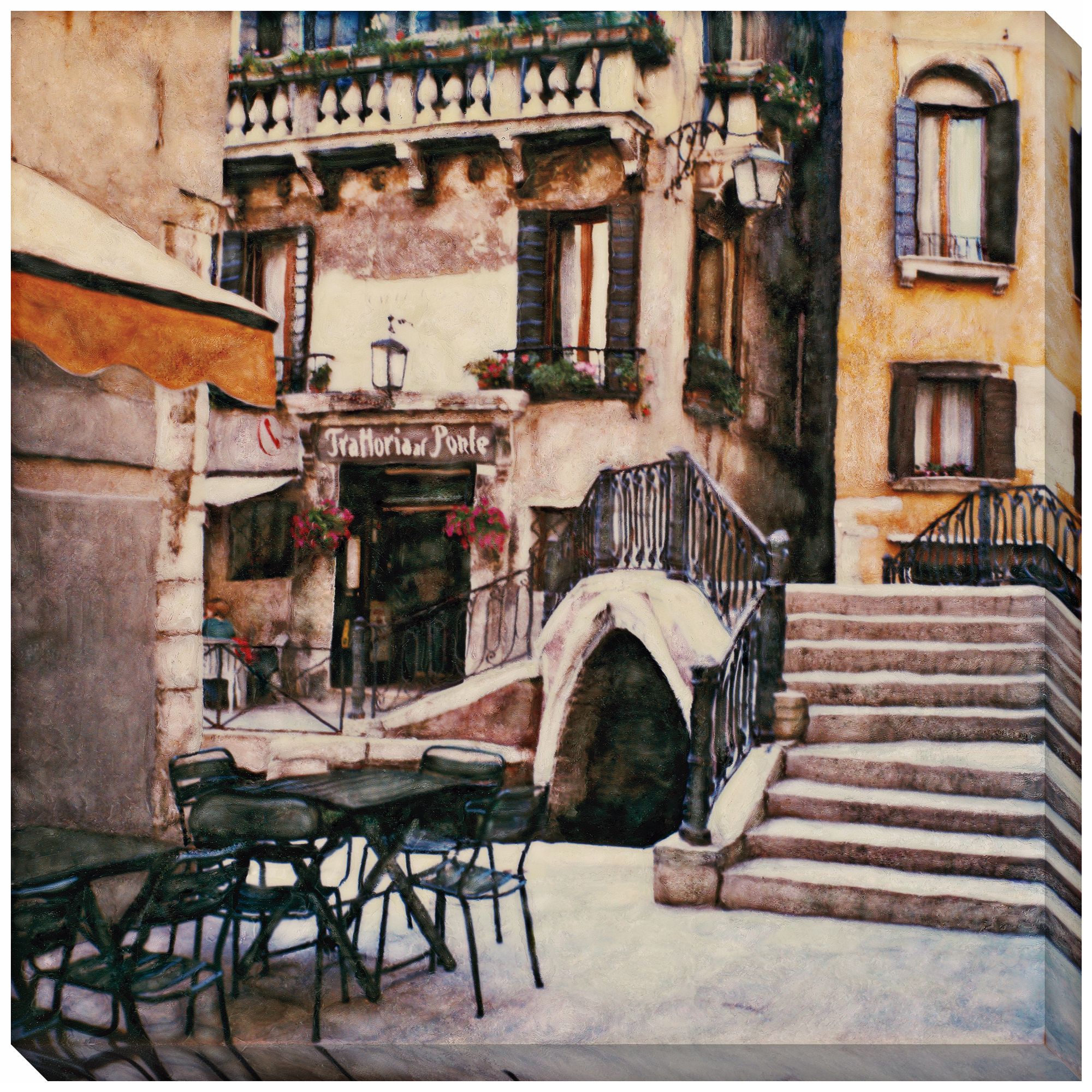 Trattoria al Ponte Giclee Indoor/Outdoor 40" Square Wall Art