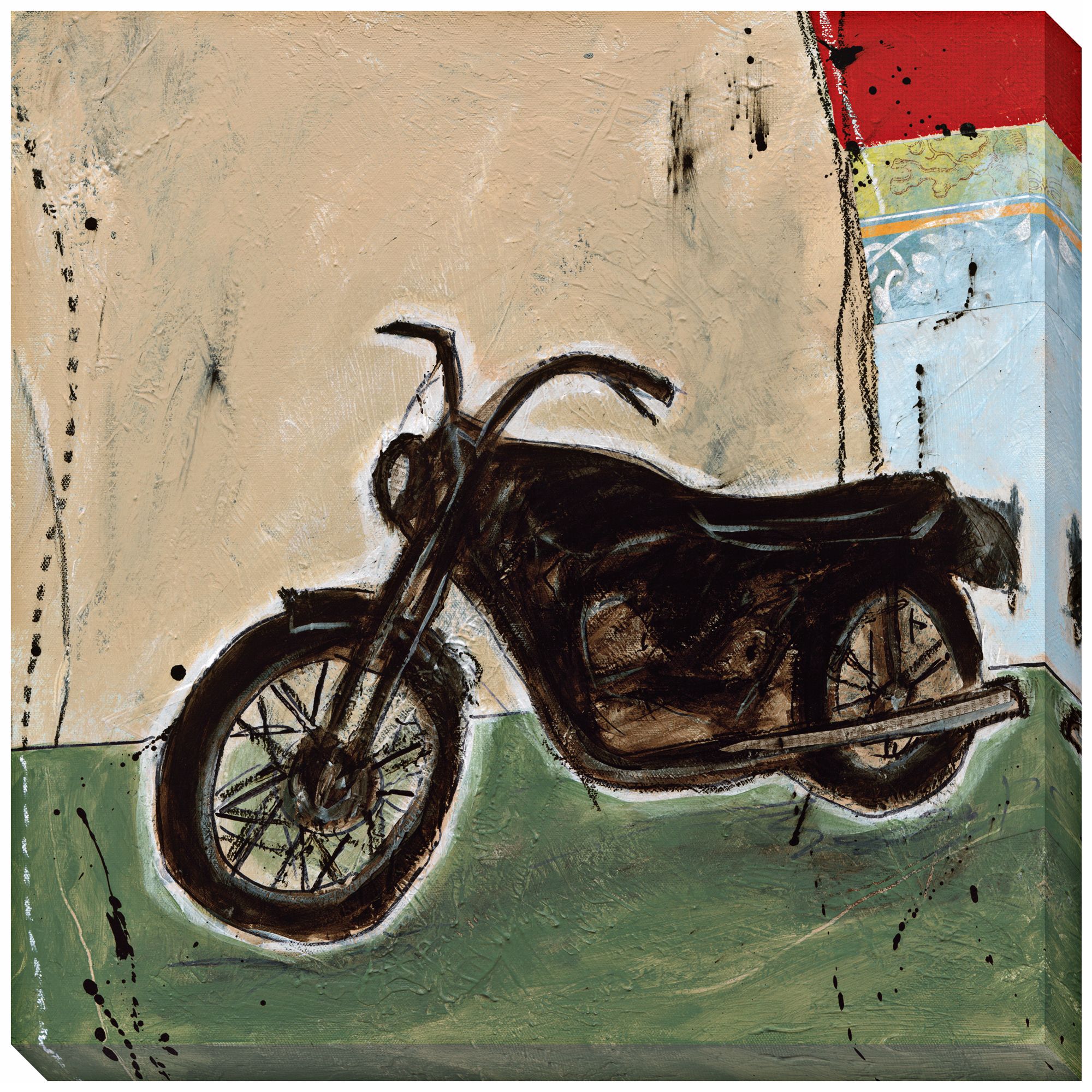 Motorcycle I Limited Edition Giclee 40" Square Wall Art