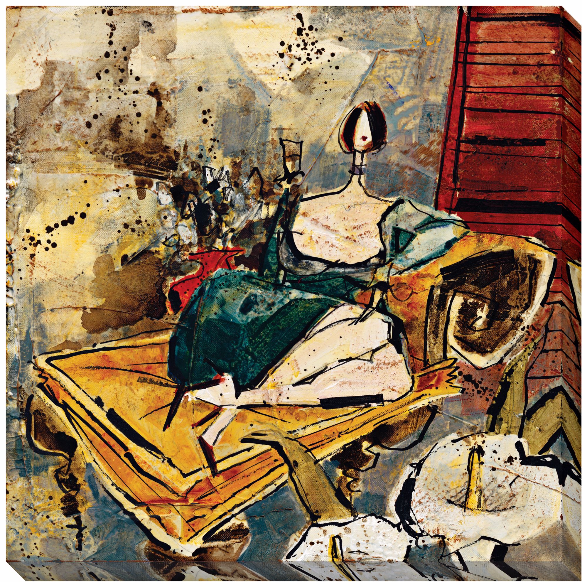 The Golden Chaise I Limited Edition 40" Square Wall Art