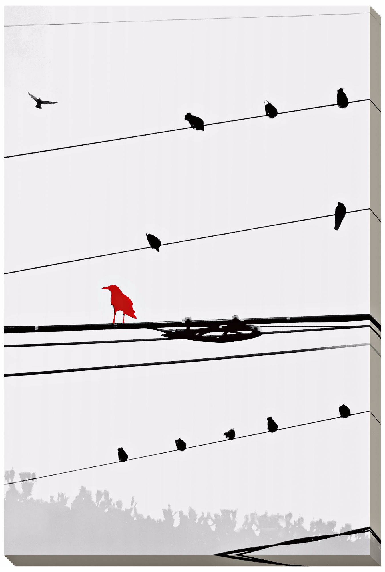 Birds on a Wire I Giclee Indoor/Outdoor 48" High Wall Art