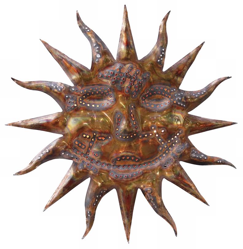 Hand-Crafted Copper Sun Outdoor Accent Light