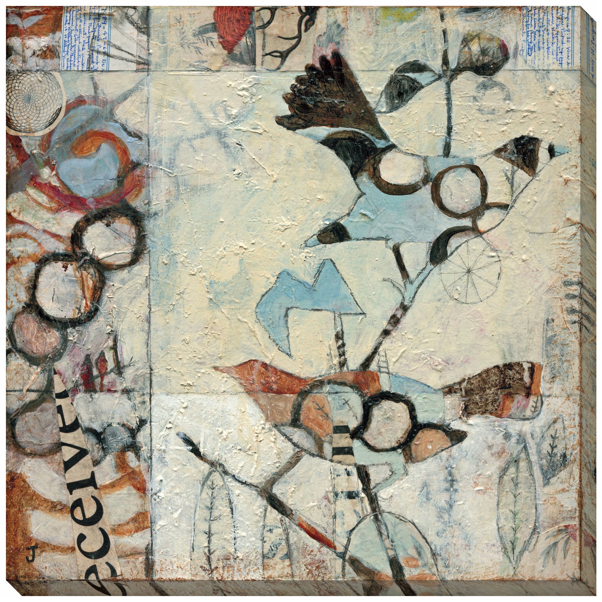 Loopy Birds Giclee Print Indoor/Outdoor 40" Square Wall Art