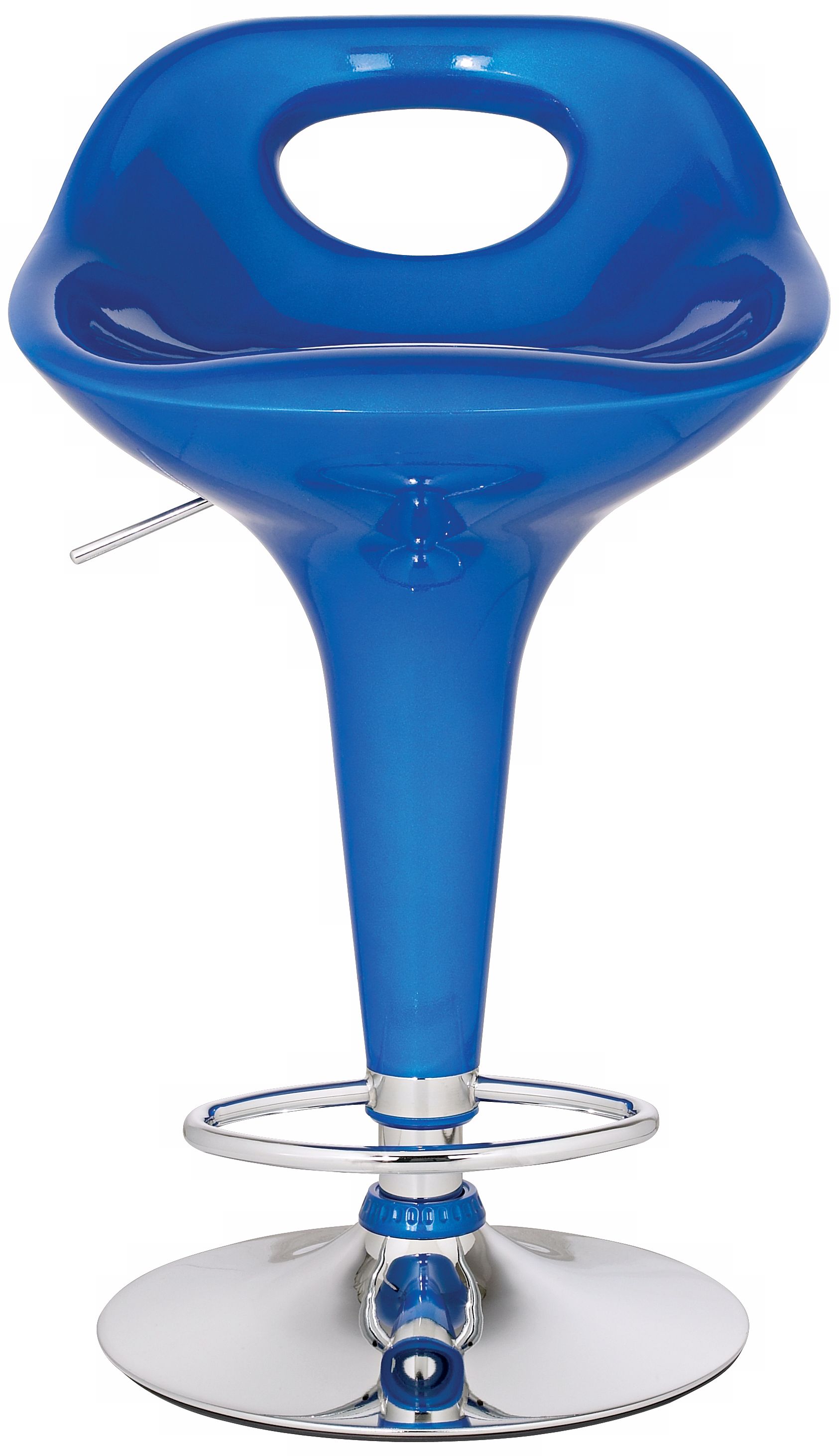 Blue Cut-Out Back Adjustable Bar or Counter Stool