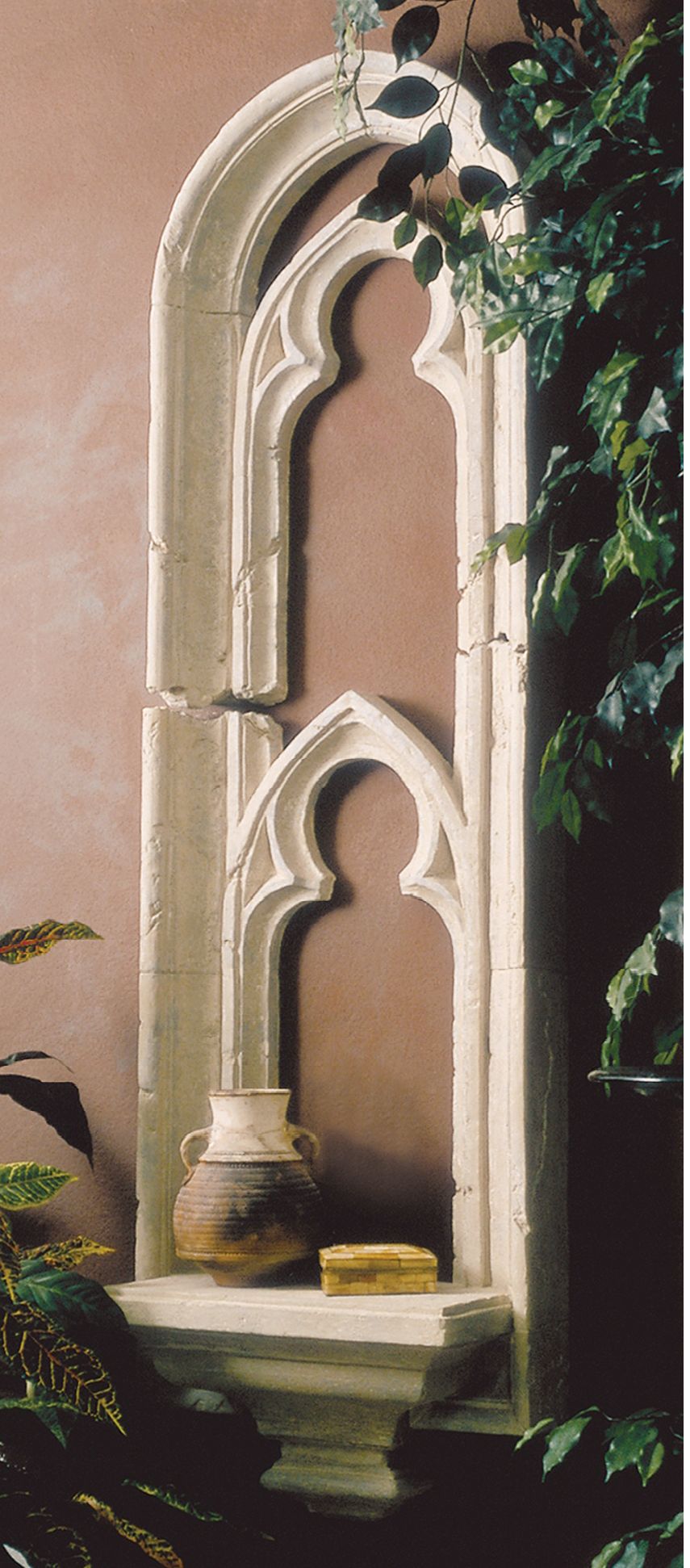 Cathedral Window Faux Stone Finish Shelf