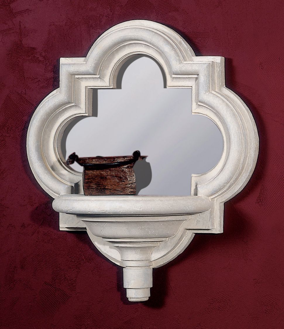 Renaissance Stone Finish 33" High Mirrored Shelf