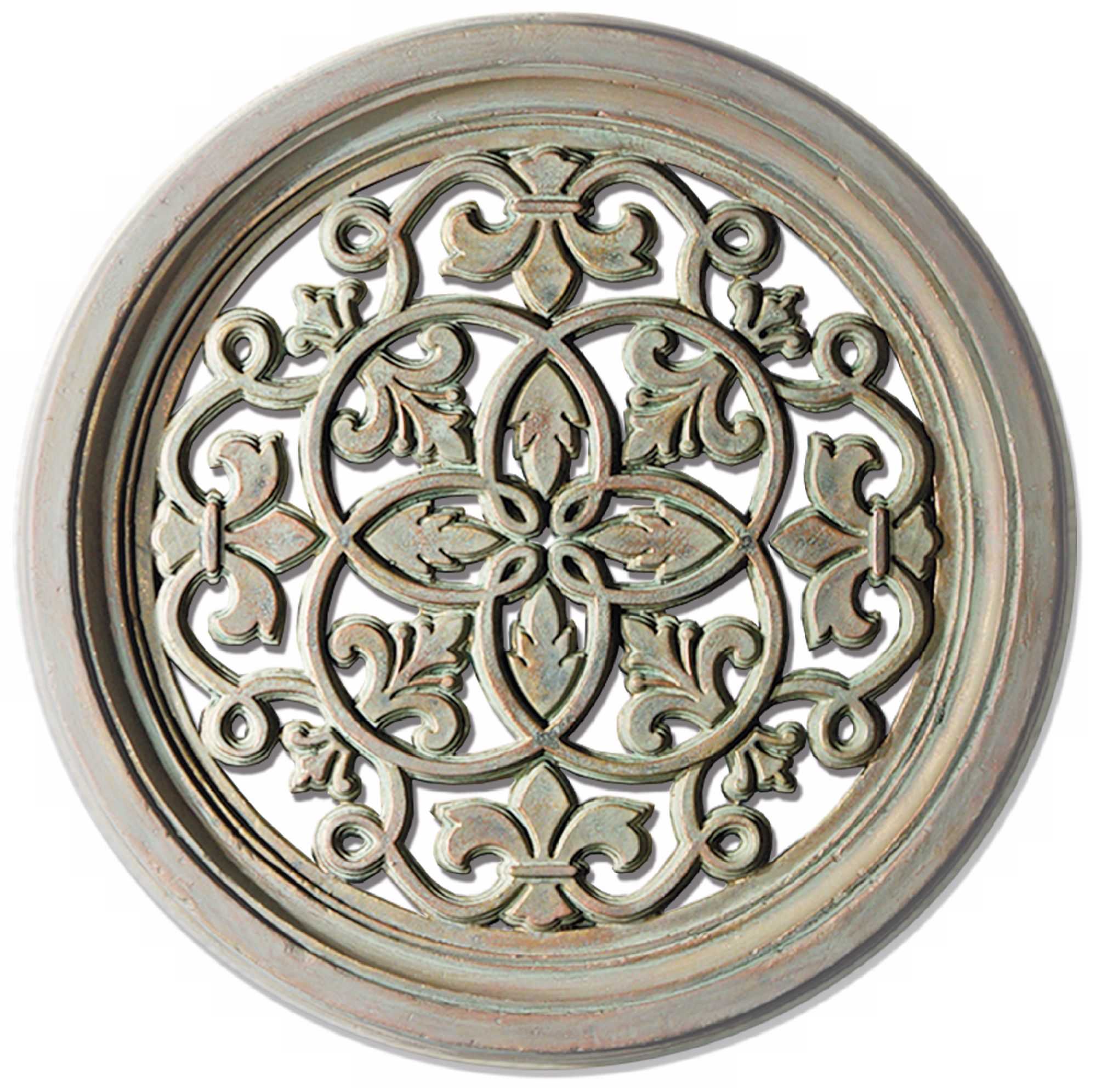 Stone Finish Fleur-de-Lis Round Grille Wall Art