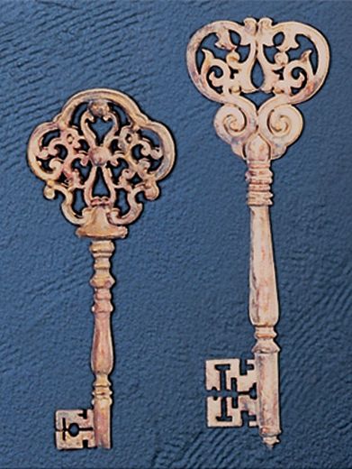 Set of 2 French Keys Small I Wall Art Pieces