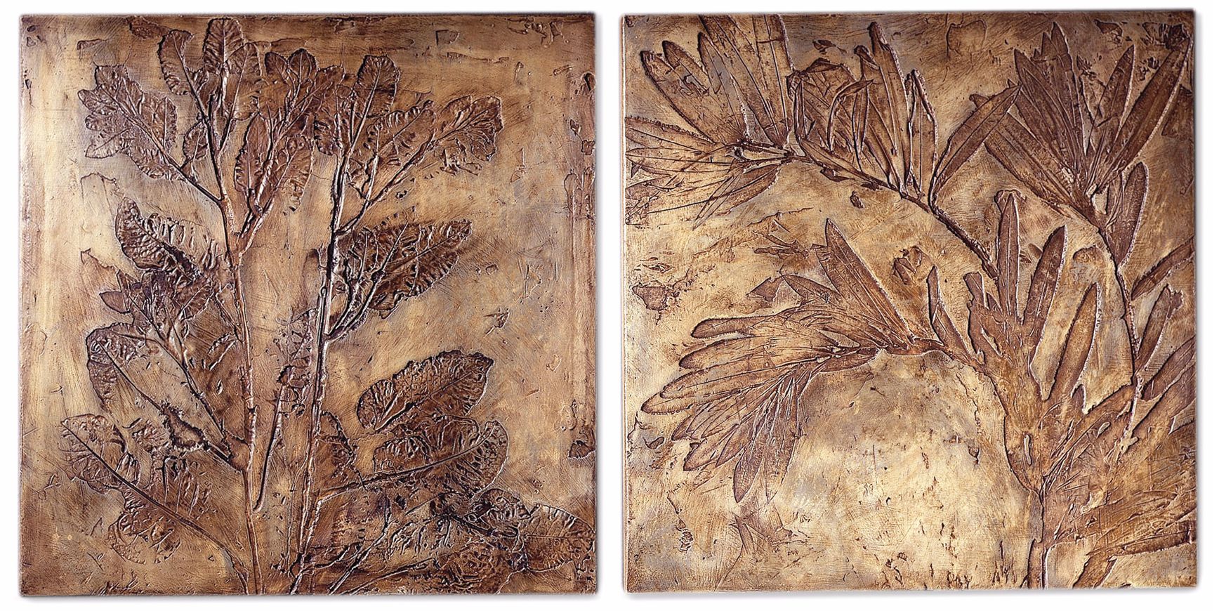 Set of 2 Large Square Botanicals Wall Art Plaques