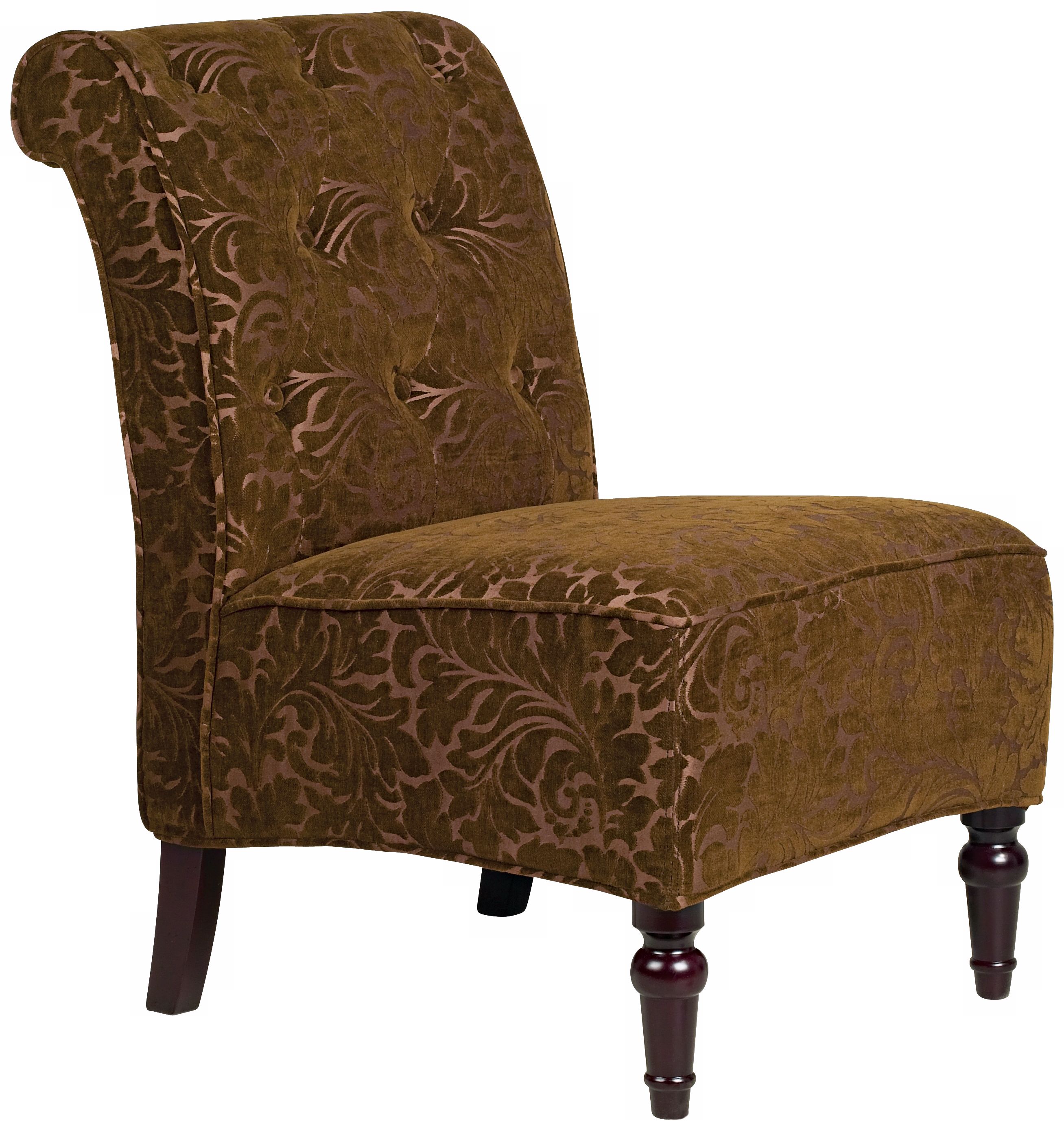 Leah Brown Velvet Floral Armless Chair