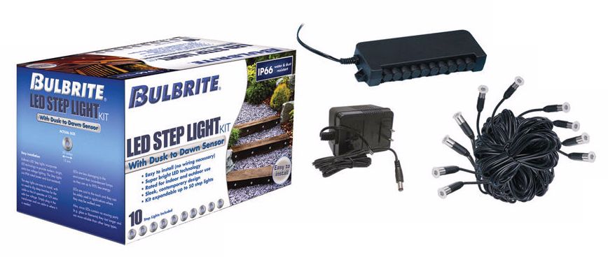 10 Blue LED Round Stainless Steel Step Light Kit