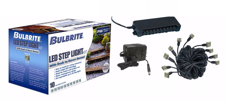 10 White LED Square Stainless Steel Step Light Kit