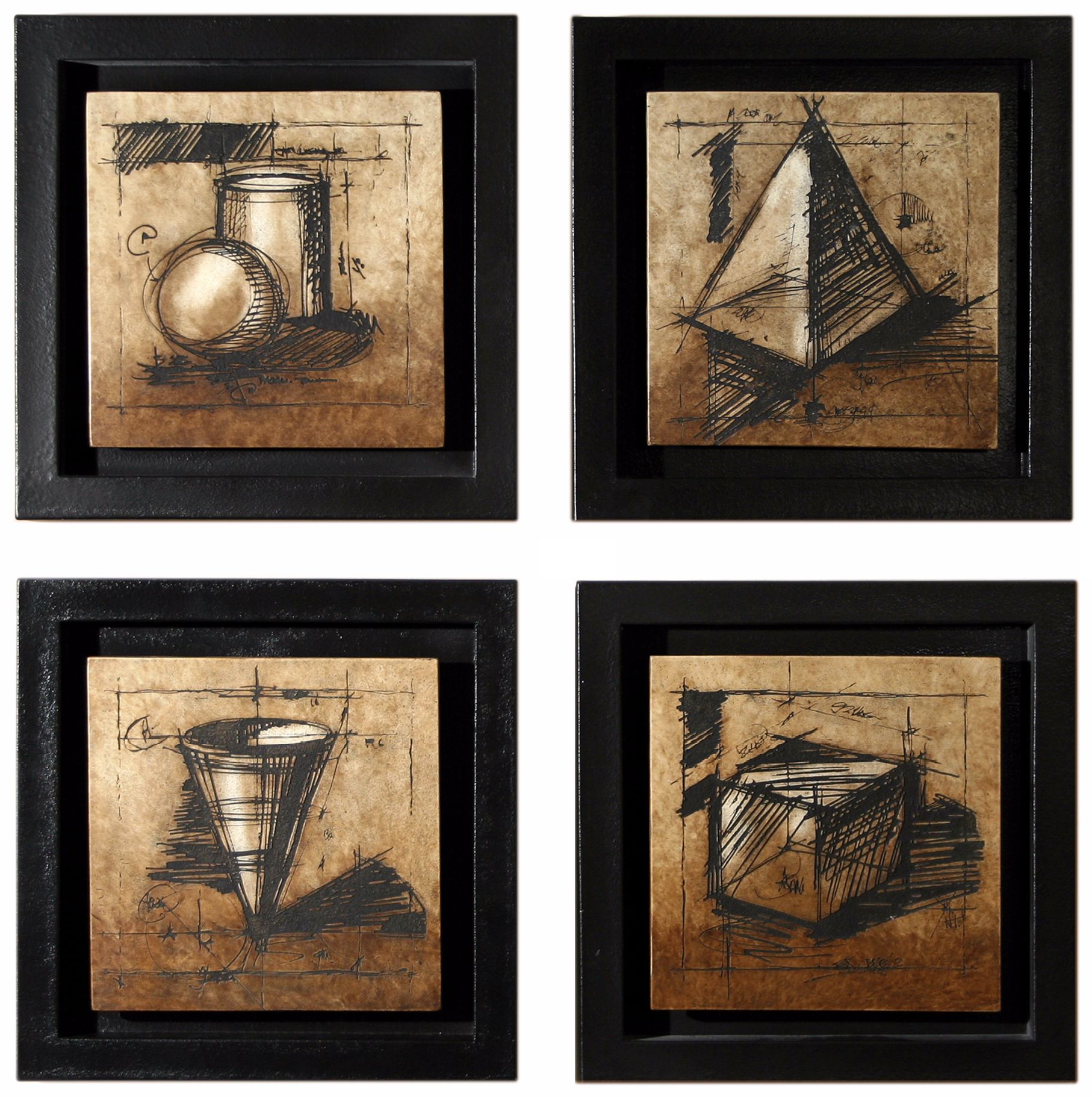 Set of 4 Sienna Shadowbox Wall Art Pieces