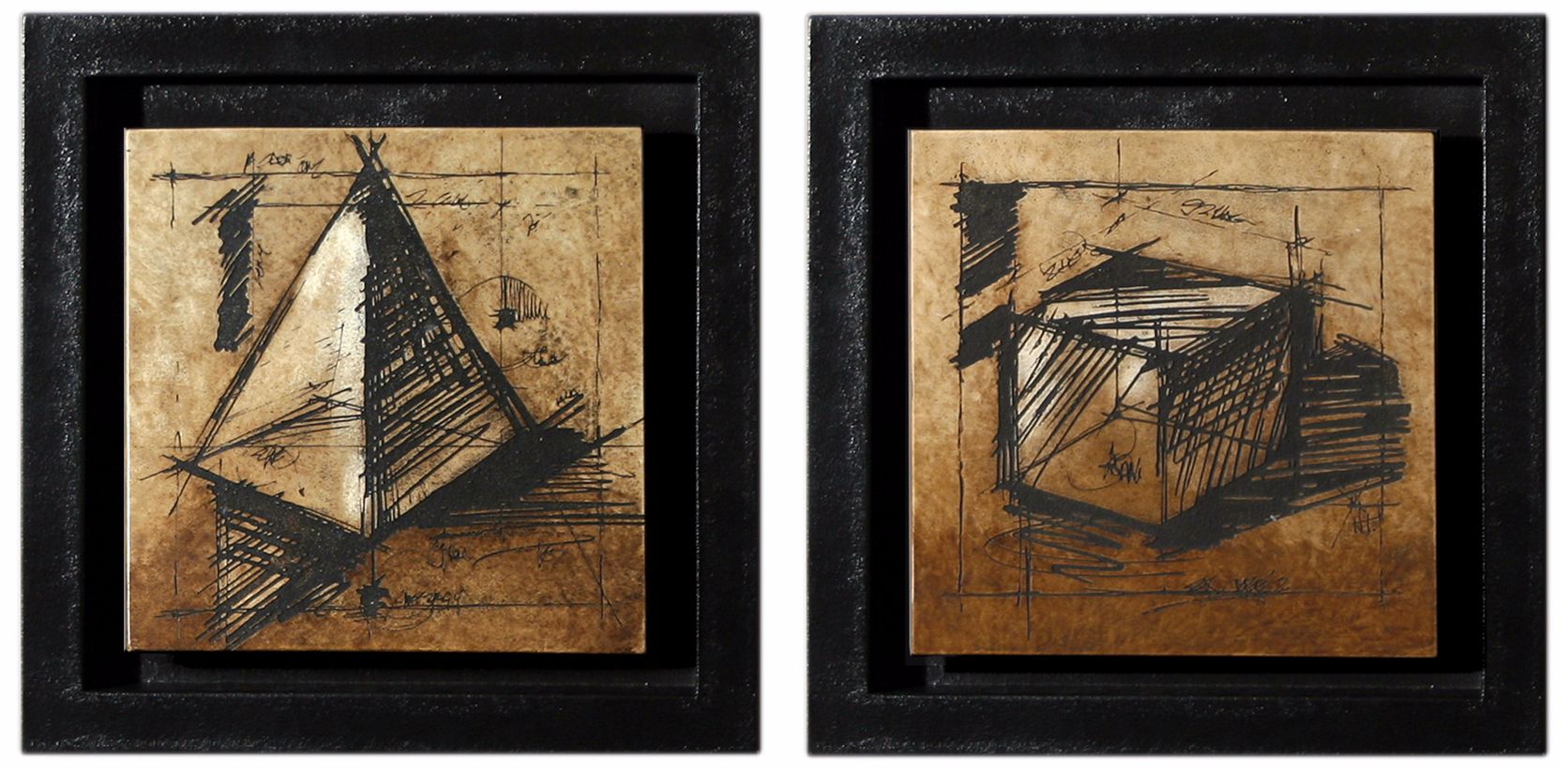 Set of 2 Sienna Shadowbox Wall Art Pieces