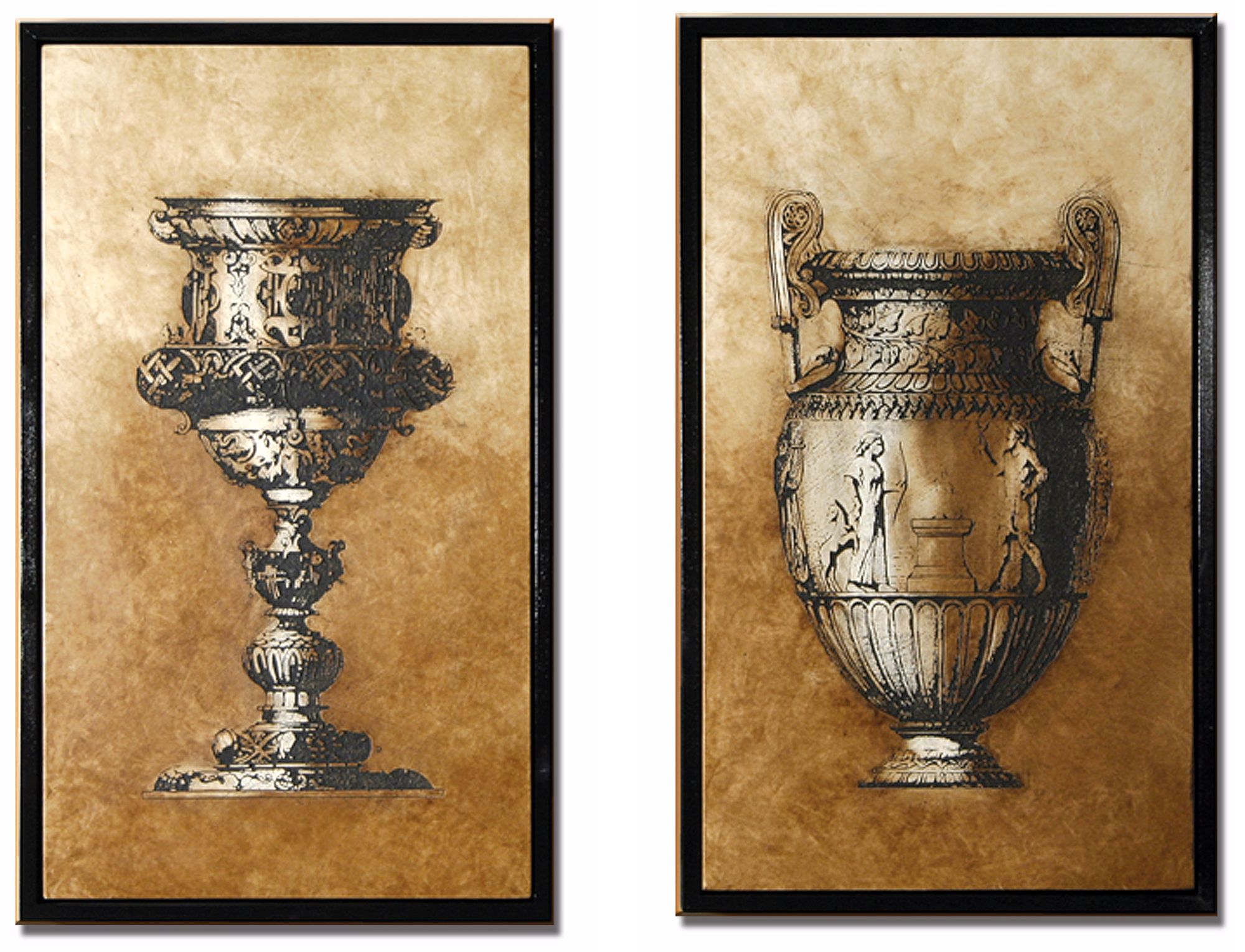 Set of 2 Sienna Framed Goblet and Urn Wall Art Pieces