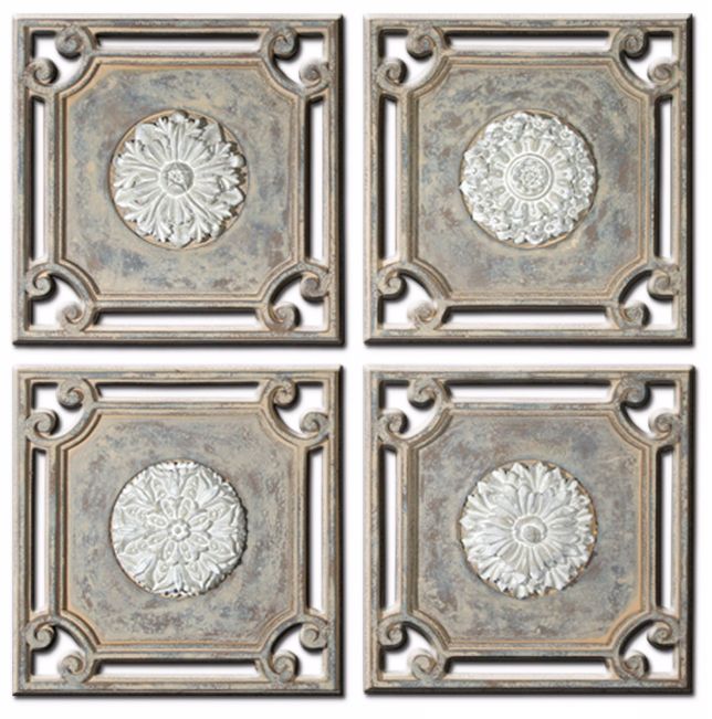 Set of 2 Mini Rosettas American Wall Art Plaques