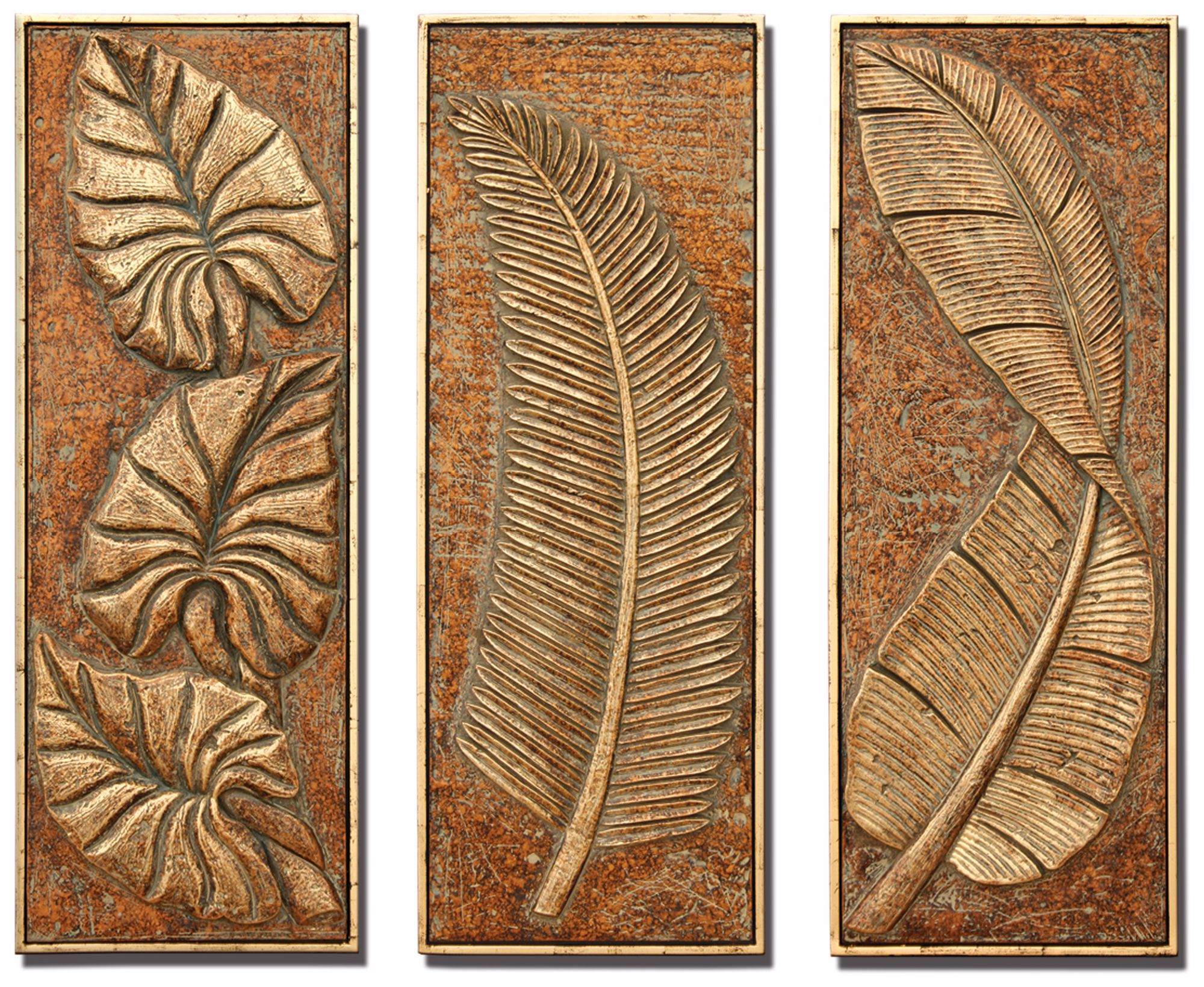 Tropical Ferns Set of 3 Decorative Wall Art Panels