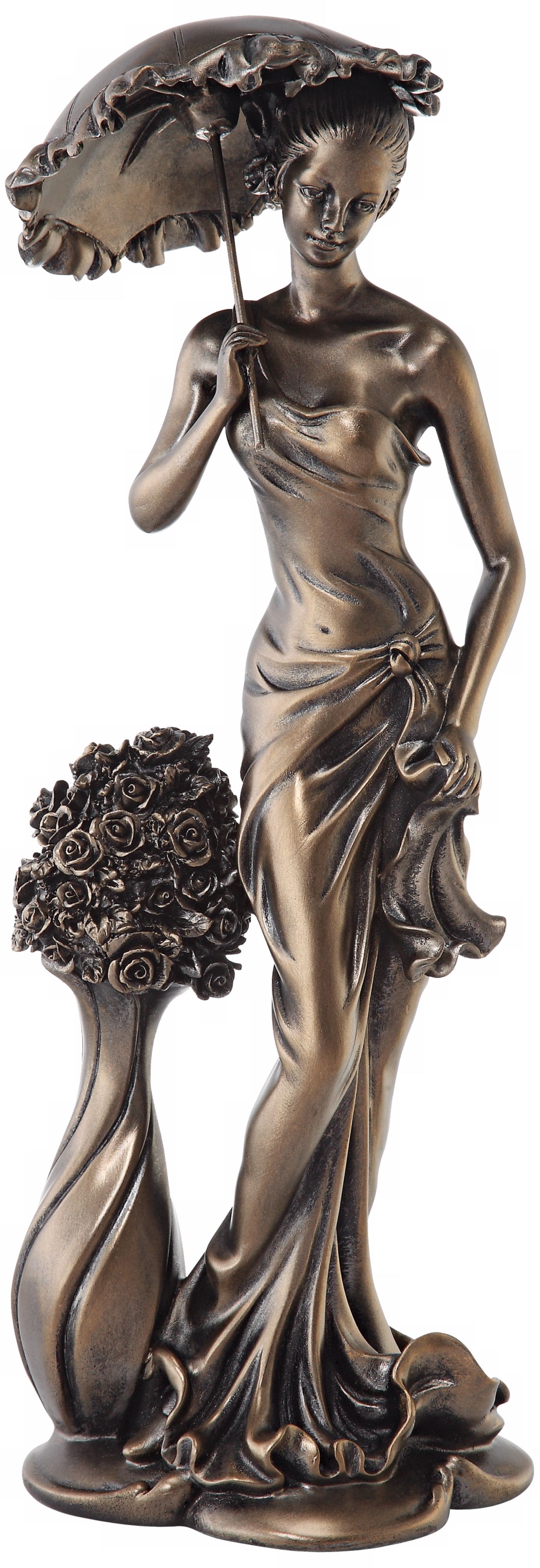 Lady with Umbrella Bronze Finish Sculpture