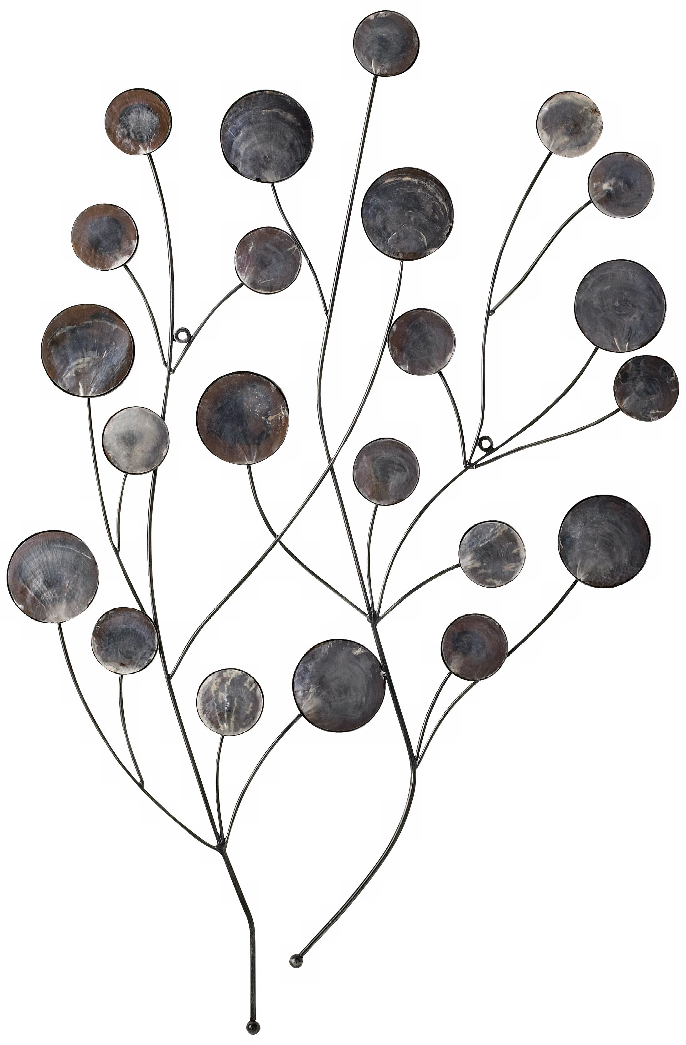 Black with Silver Tree Sprig Metal 31" High Wall Art