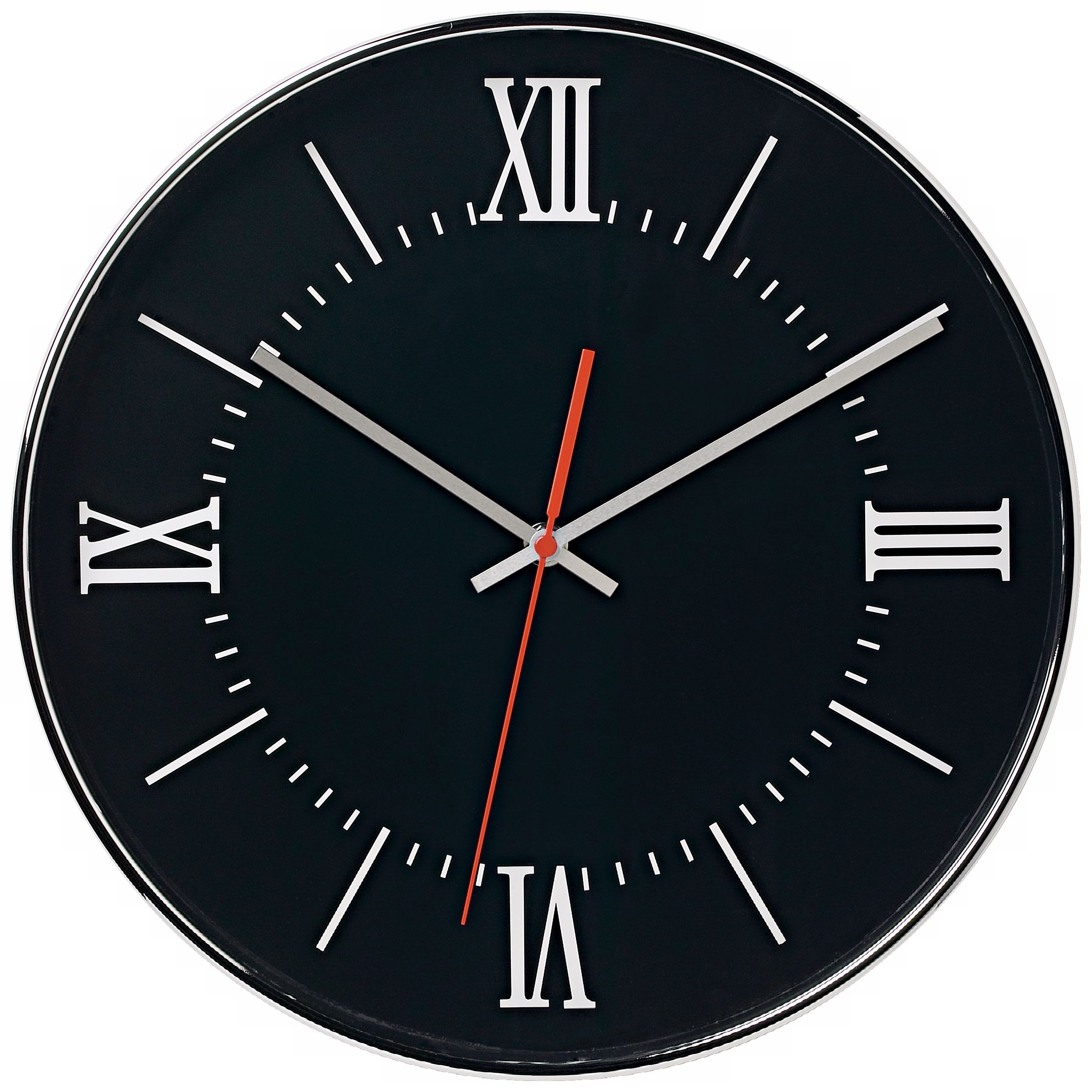 Polished Chrome Frame Roman Numeral 13" Wide Wall Clock