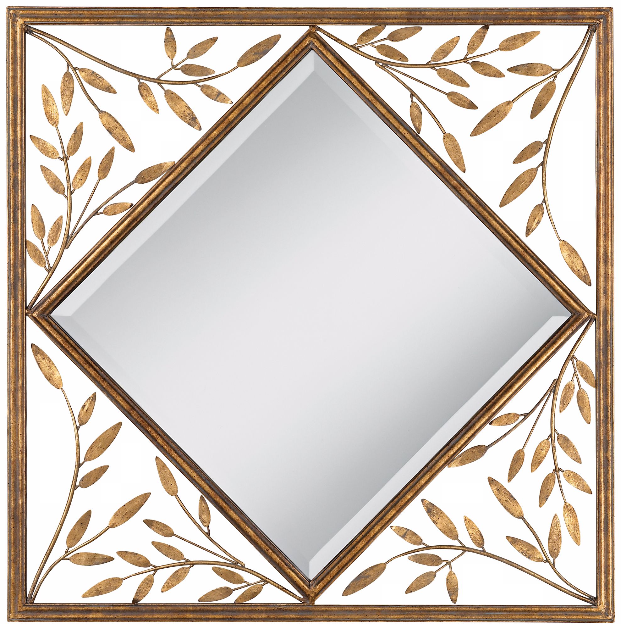Leafy Branches Metal Openwork Framed Wall Mirror