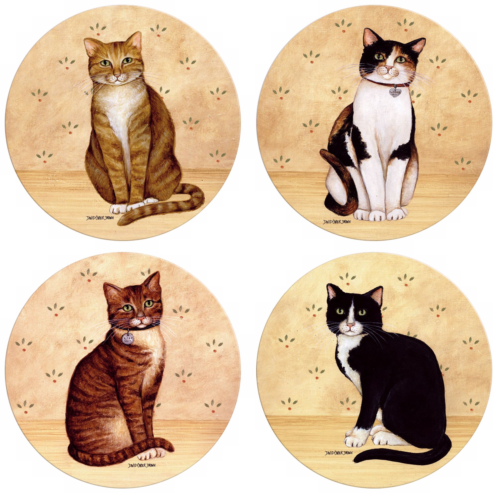 Hindostone Set of Four Country Kittens Stone Coasters