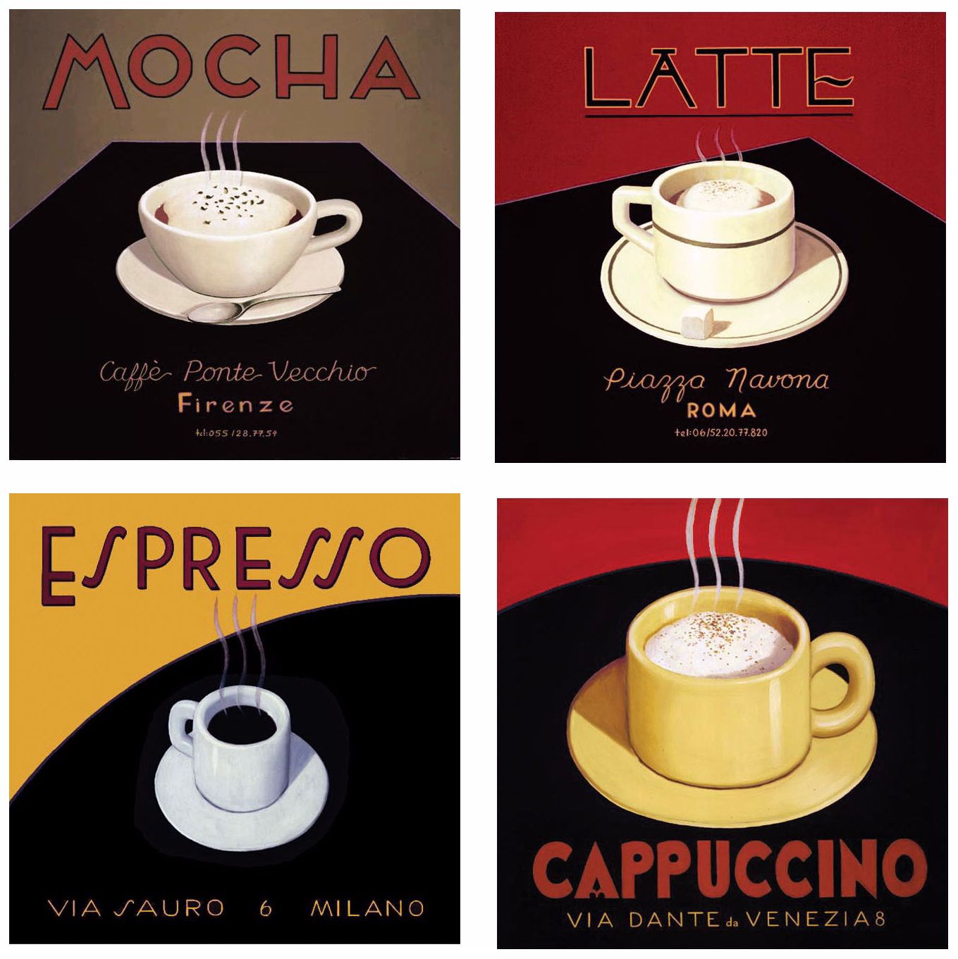 Coffee and Espresso drink coaster designs