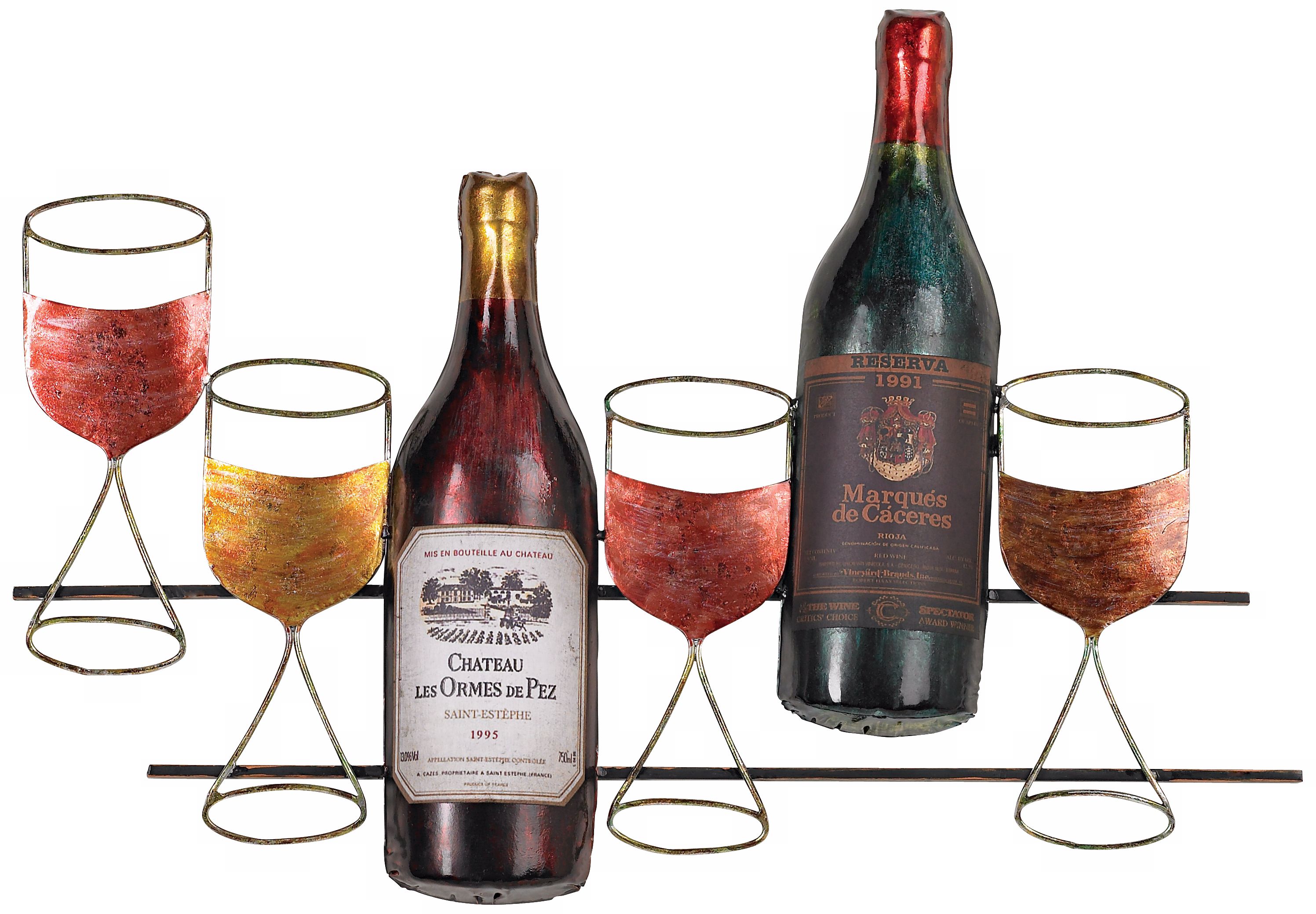 Wine Assortment Metal 24" Wide Wall Decor