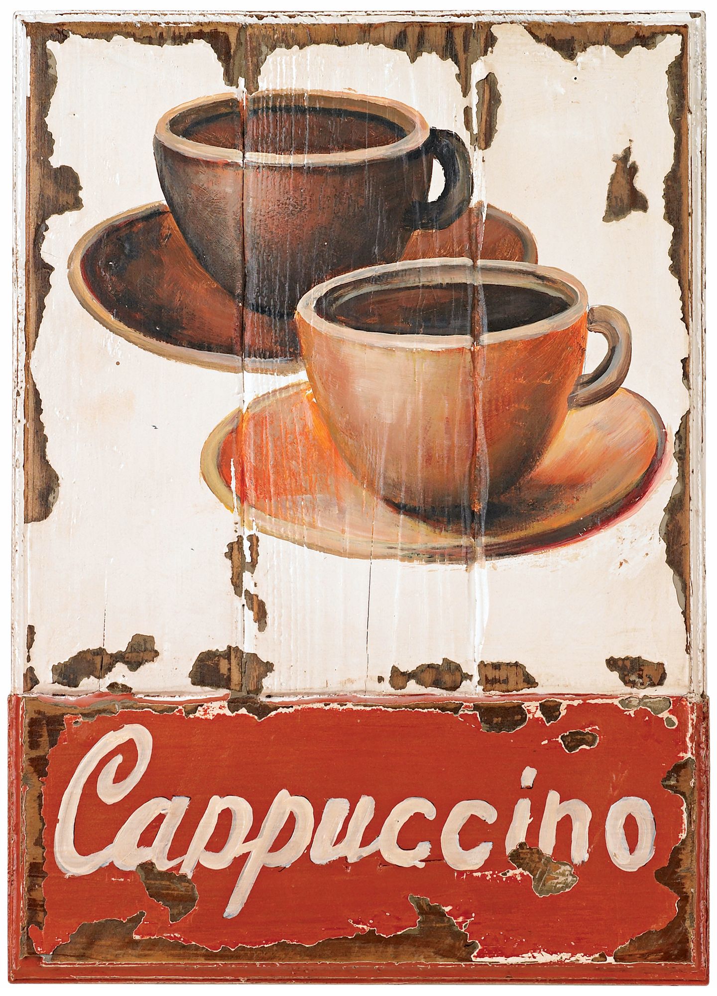Two Cups of Cappuccino Antique Advertisement Wall Art