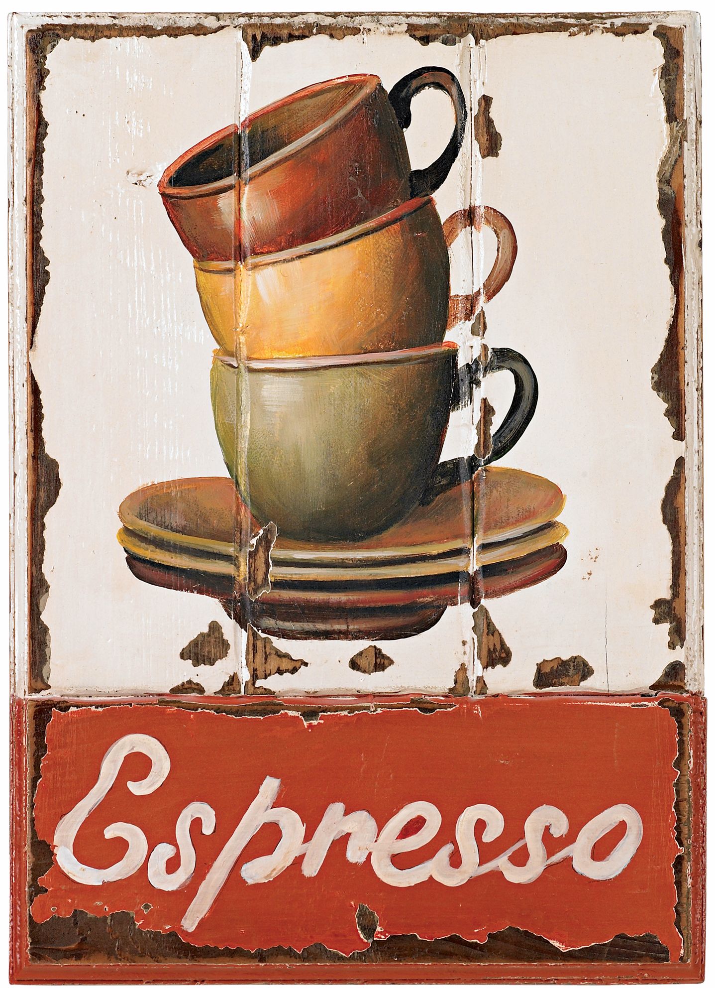 Espresso Cups Antique 16" High Wall Art