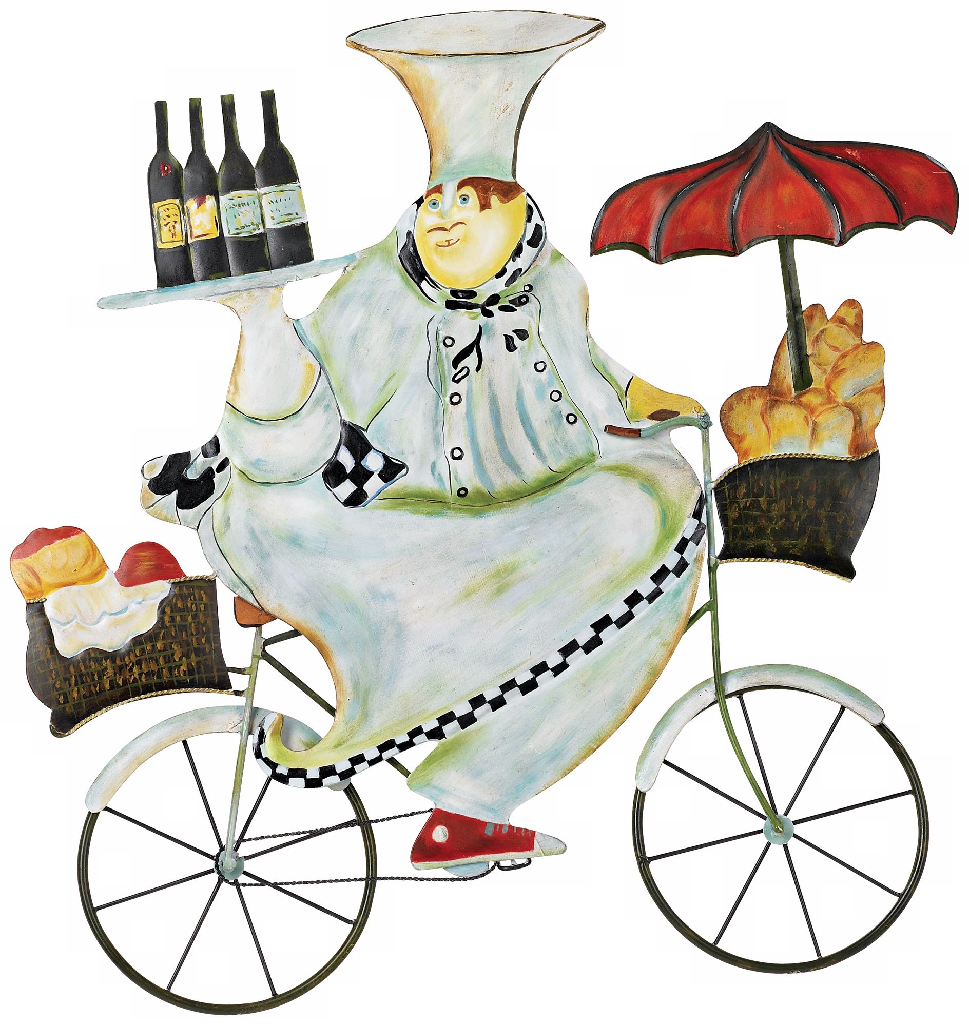 Bicycling Hungry Chef Metal 23" Wide Wall Decor