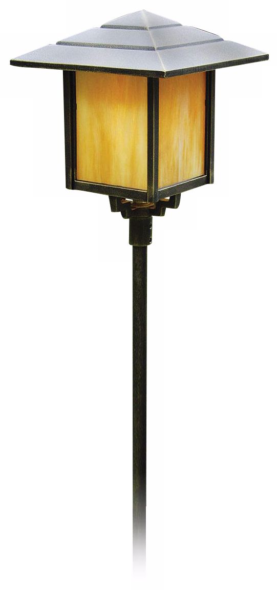 Weathered Bronze Honey Opal Glass 30" High Path Light