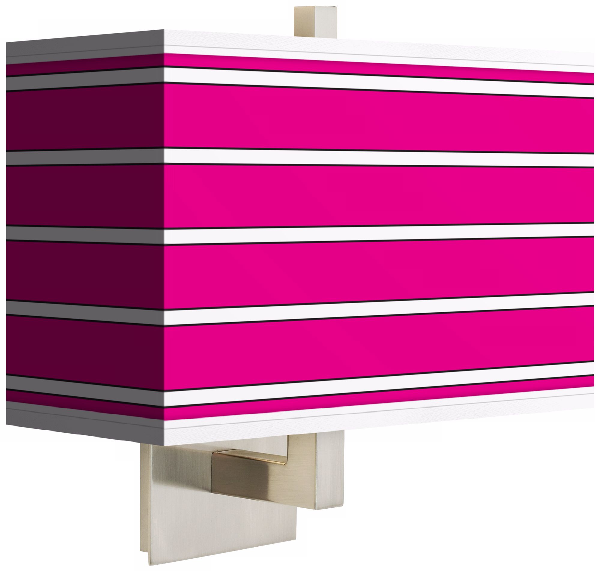 Bold Pink Stripe Rectangular Giclee Shade Wall Sconce
