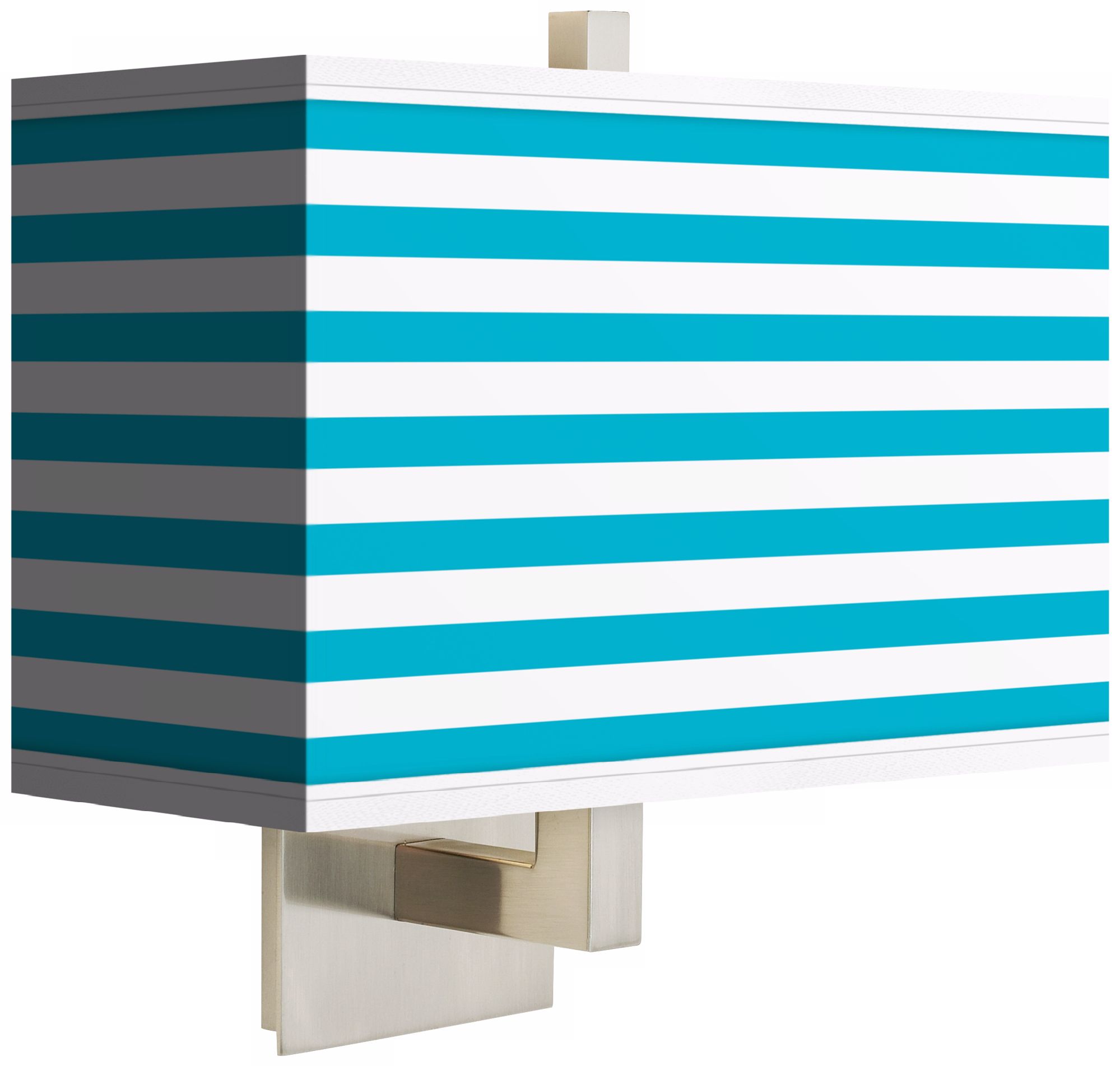 Aqua Horizontal Stripe Rectangular Giclee Shade Wall Sconce