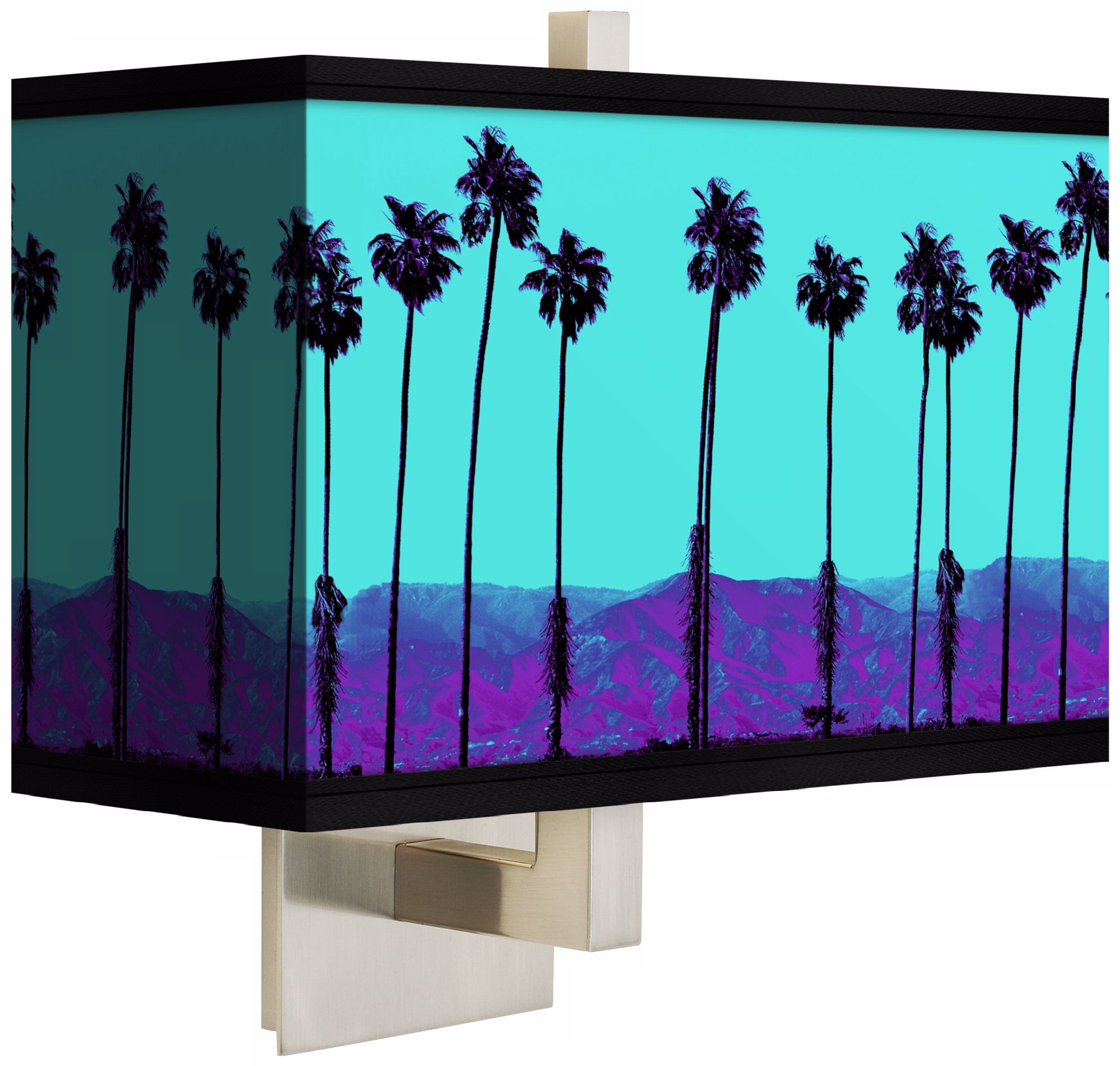 Palm Tree Haze Rectangular Giclee Shade Wall Sconce