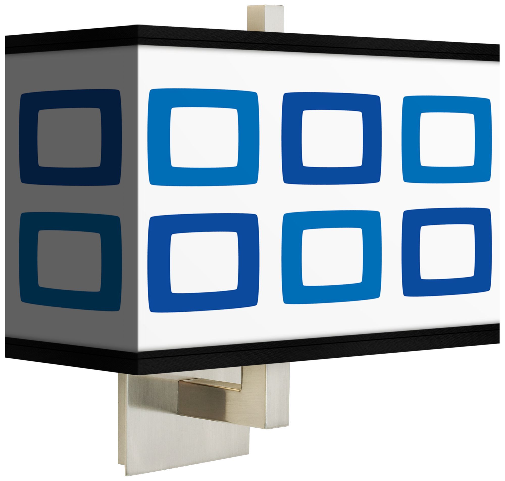 Blue Rectangles Rectangular Giclee Shade Wall Sconce