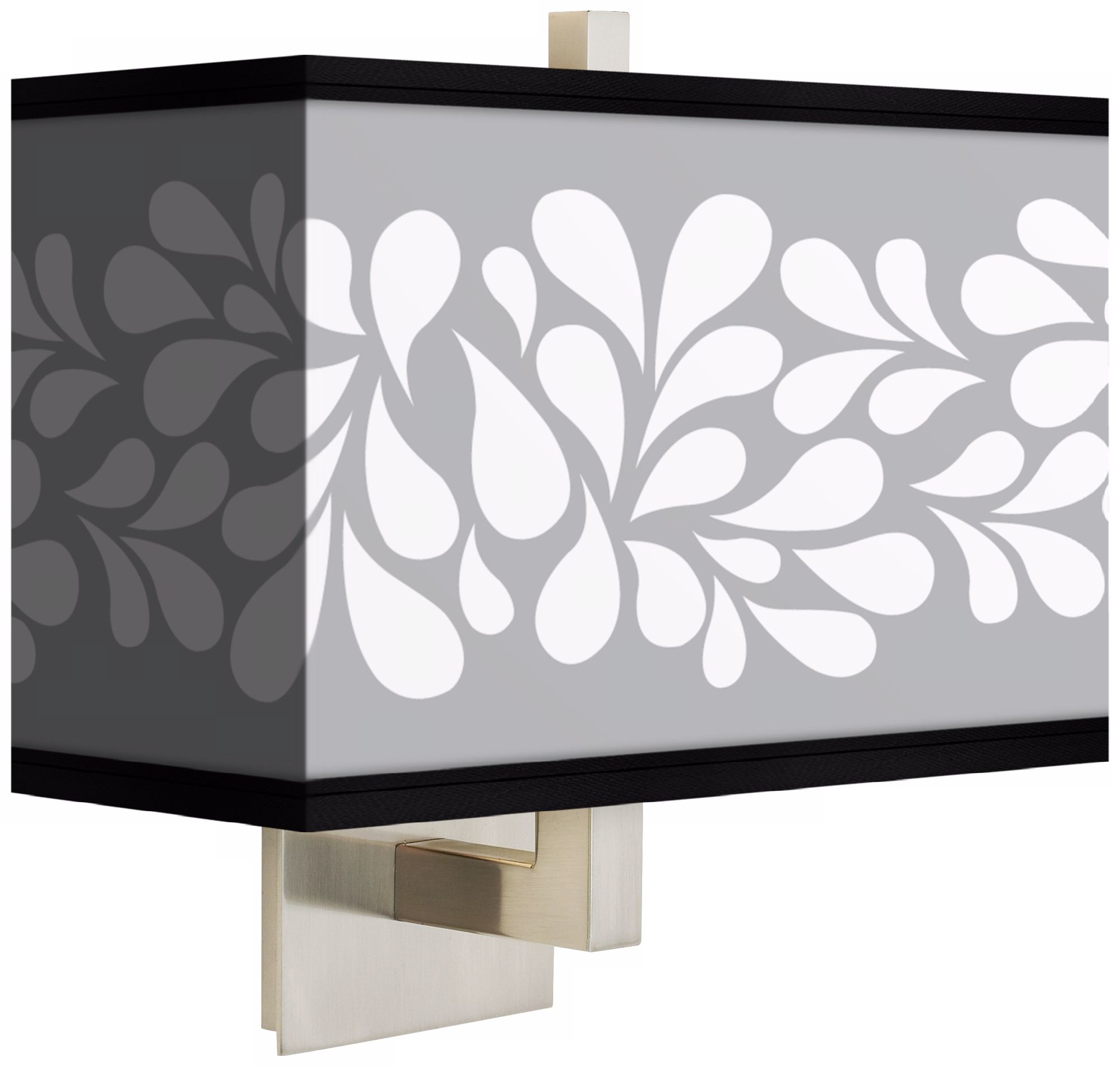 White Splash on Gray Rectangular Giclee Shade Wall Sconce