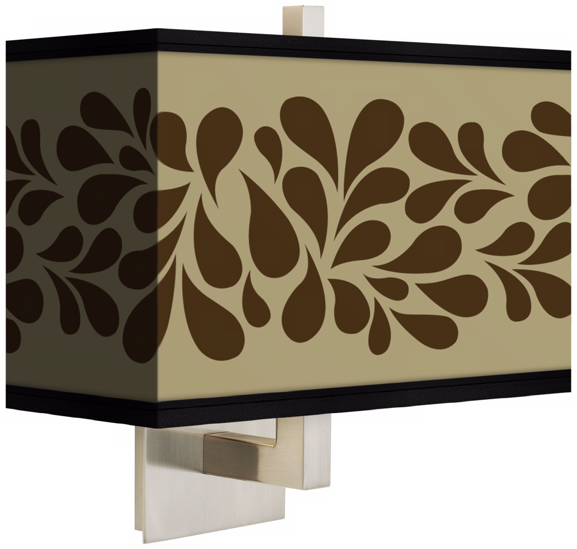 Brown Splash on Tan Rectangular Giclee Shade Wall Sconce
