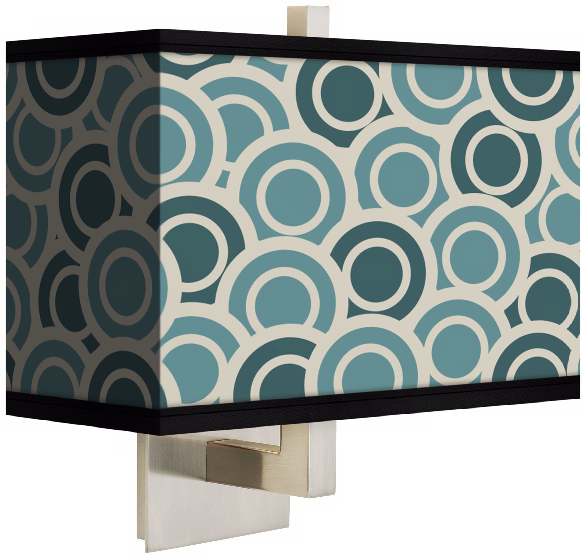 Blue Green Circlets Rectangular Giclee Shade Wall Sconce