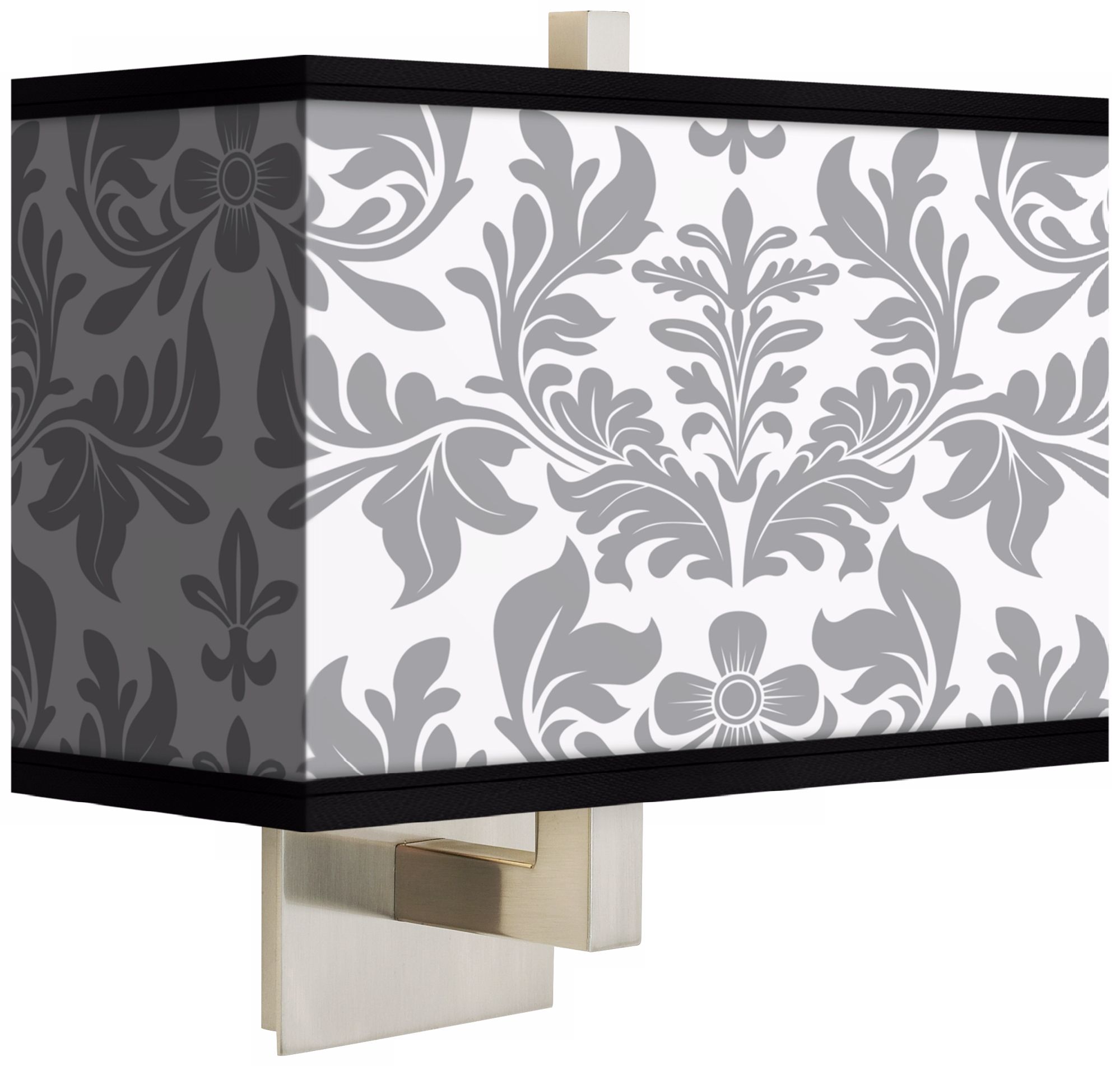 Gray Flourish Rectangular Giclee Shade Wall Sconce