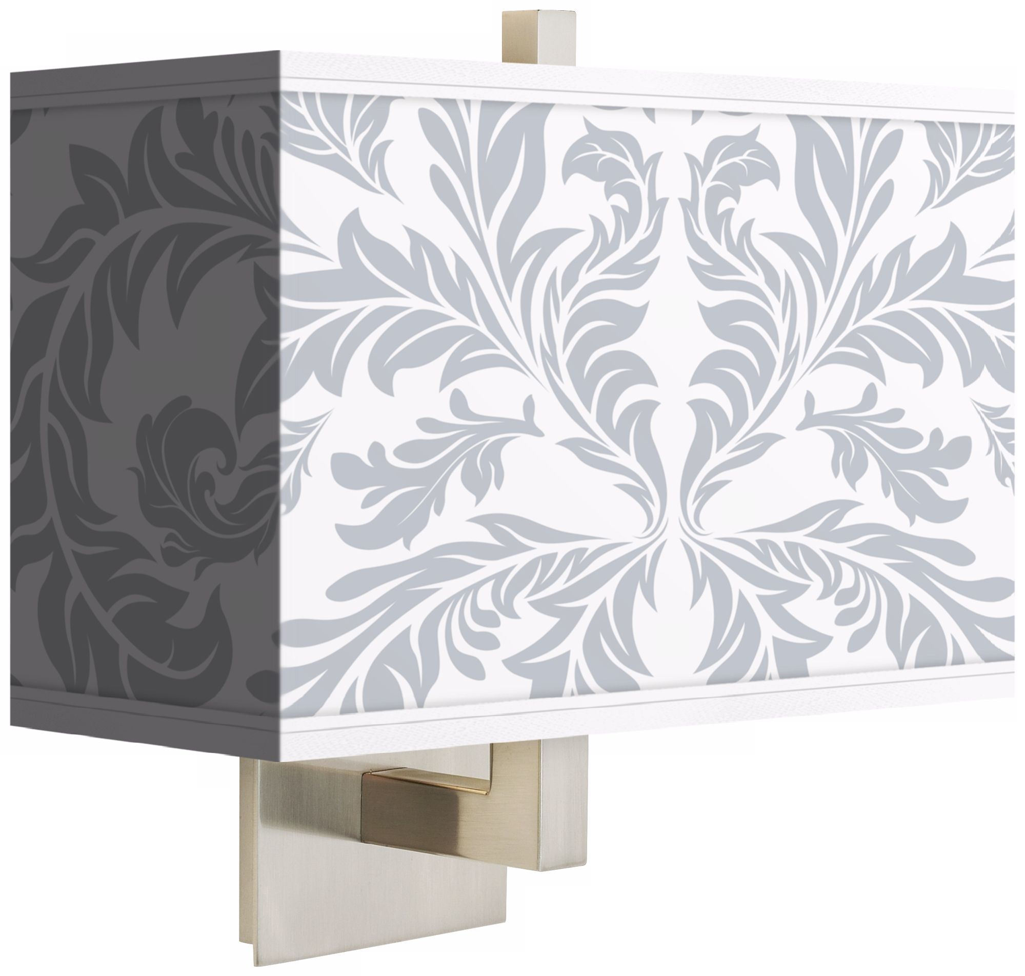 Silver Baroque Rectangular Giclee Shade Wall Sconce