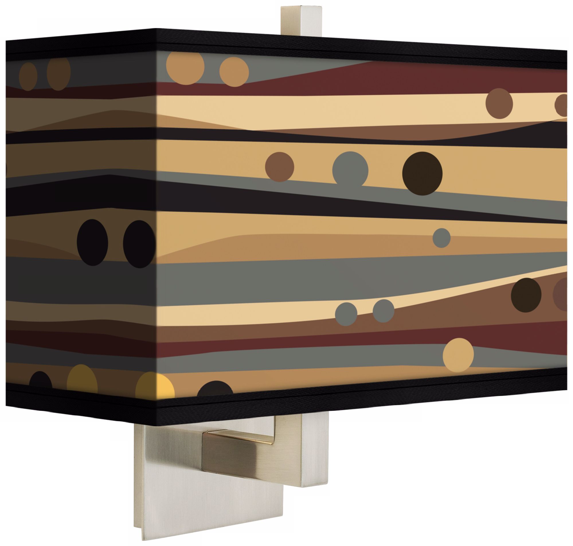Natural Dots and Waves Rectangular Giclee Shade Wall Sconce