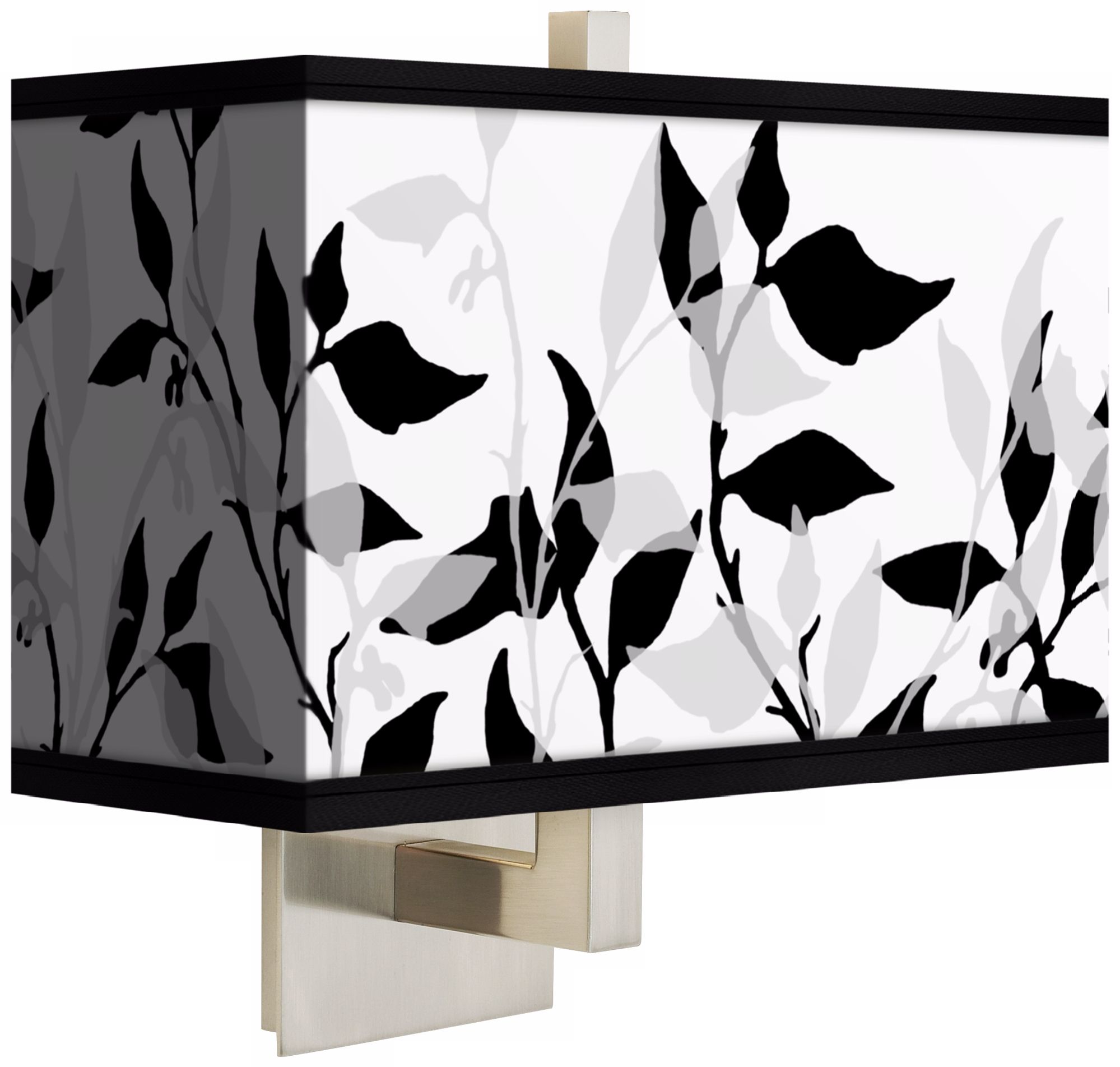Three Tone Leaves Rectangular Giclee Shade Wall Sconce