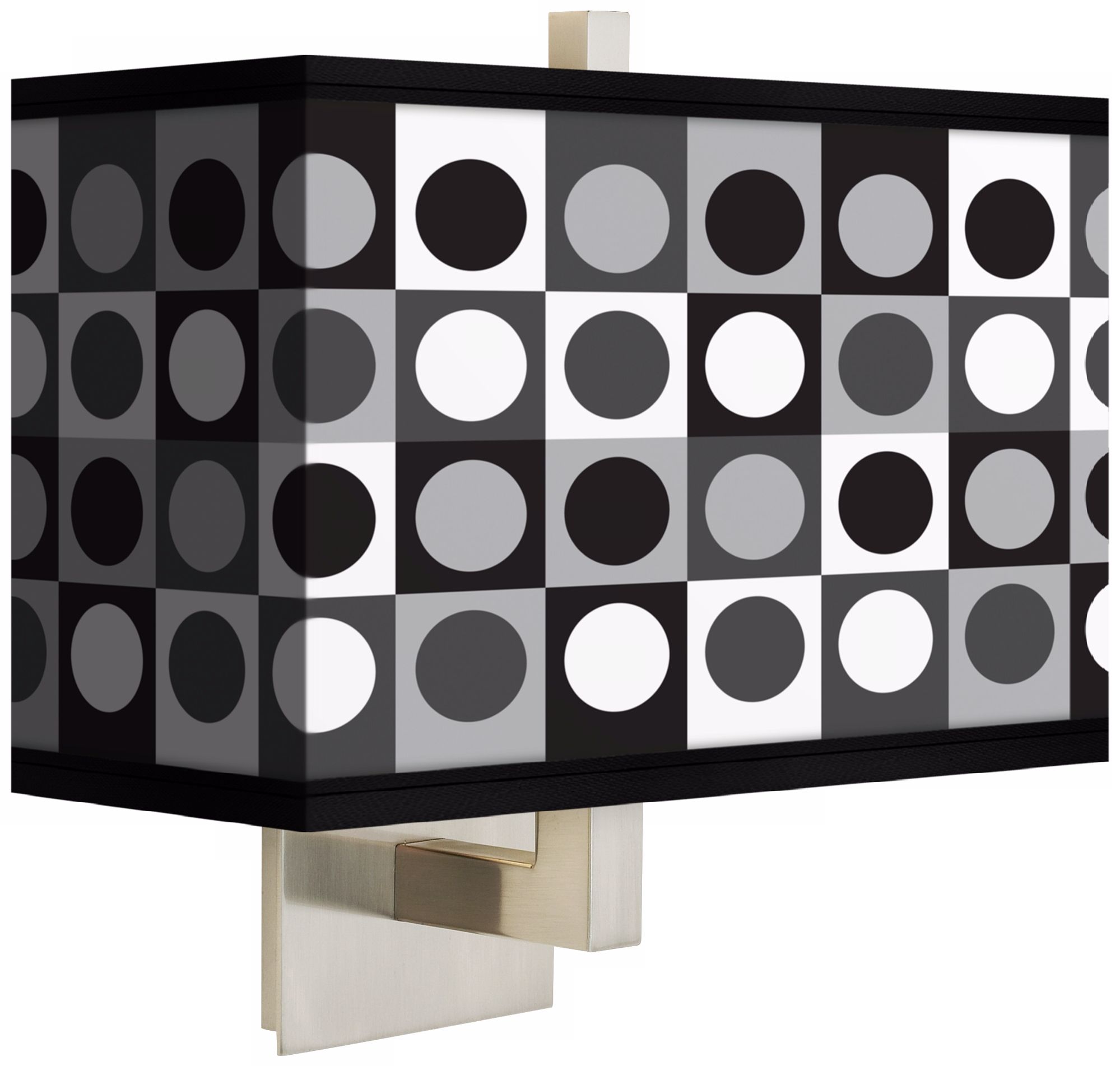 Black and Grey Dotted Squares Rectangular Shade Wall Sconce