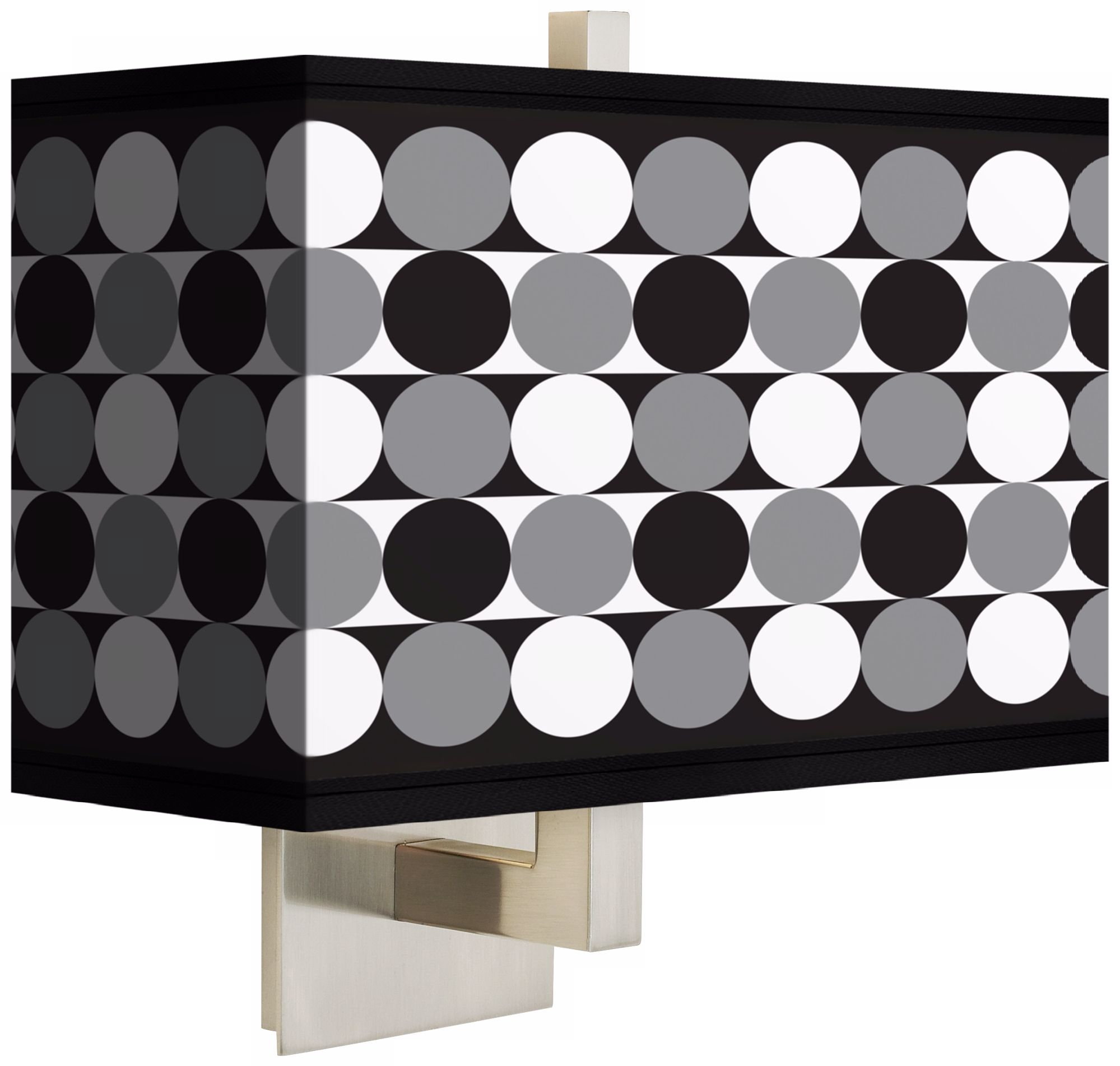 Black Grey Circles Rectangular Giclee Shade Wall Sconce