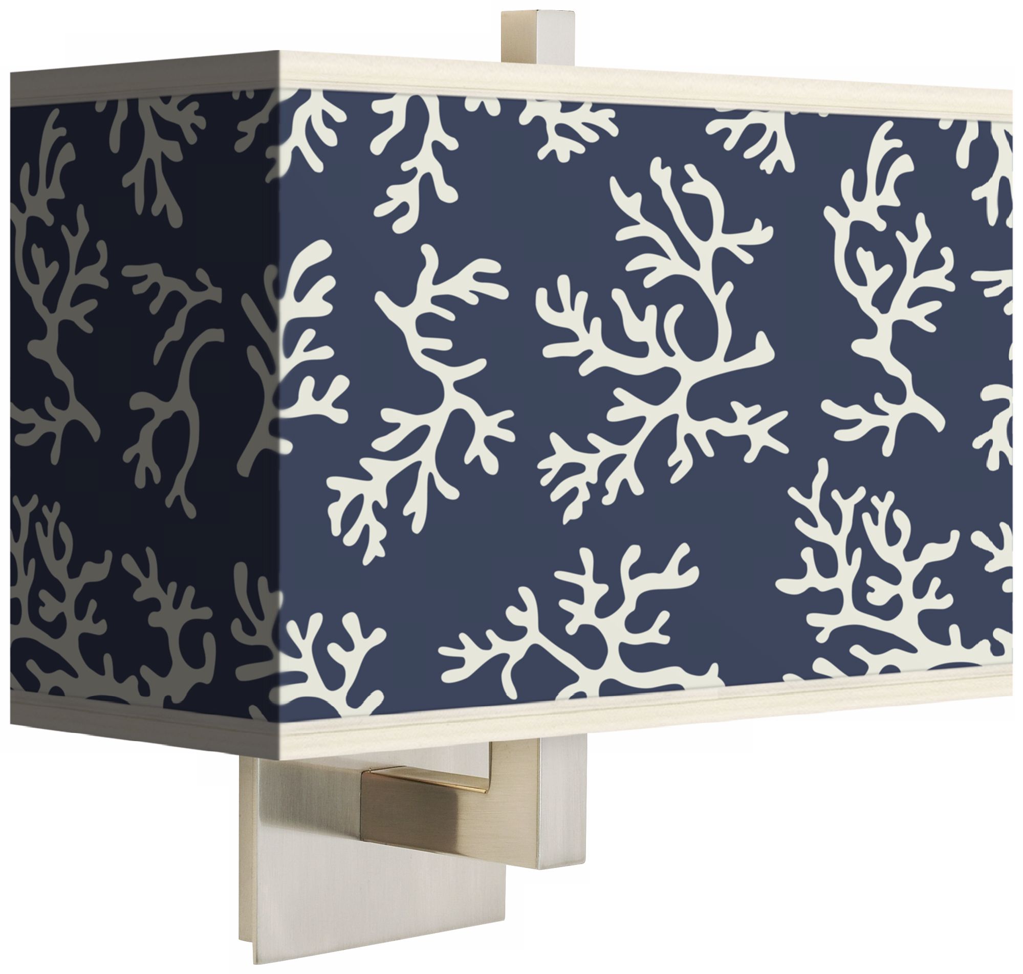 Prussian Coral Rectangular Giclee Shade Wall Sconce