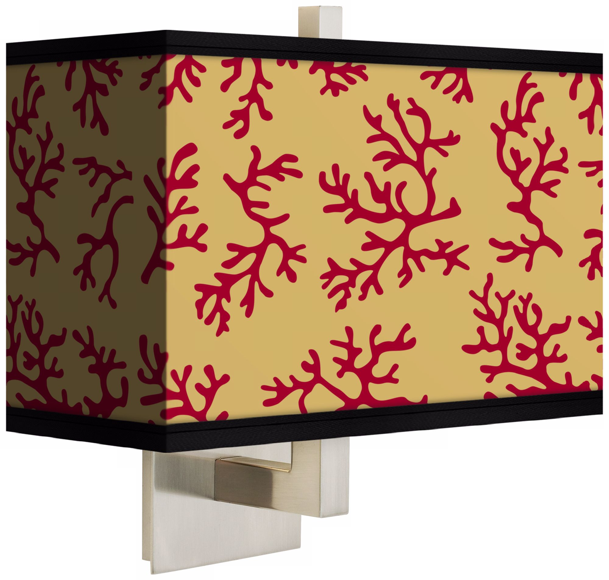 Crimson Coral Rectangular Giclee Shade Wall Sconce