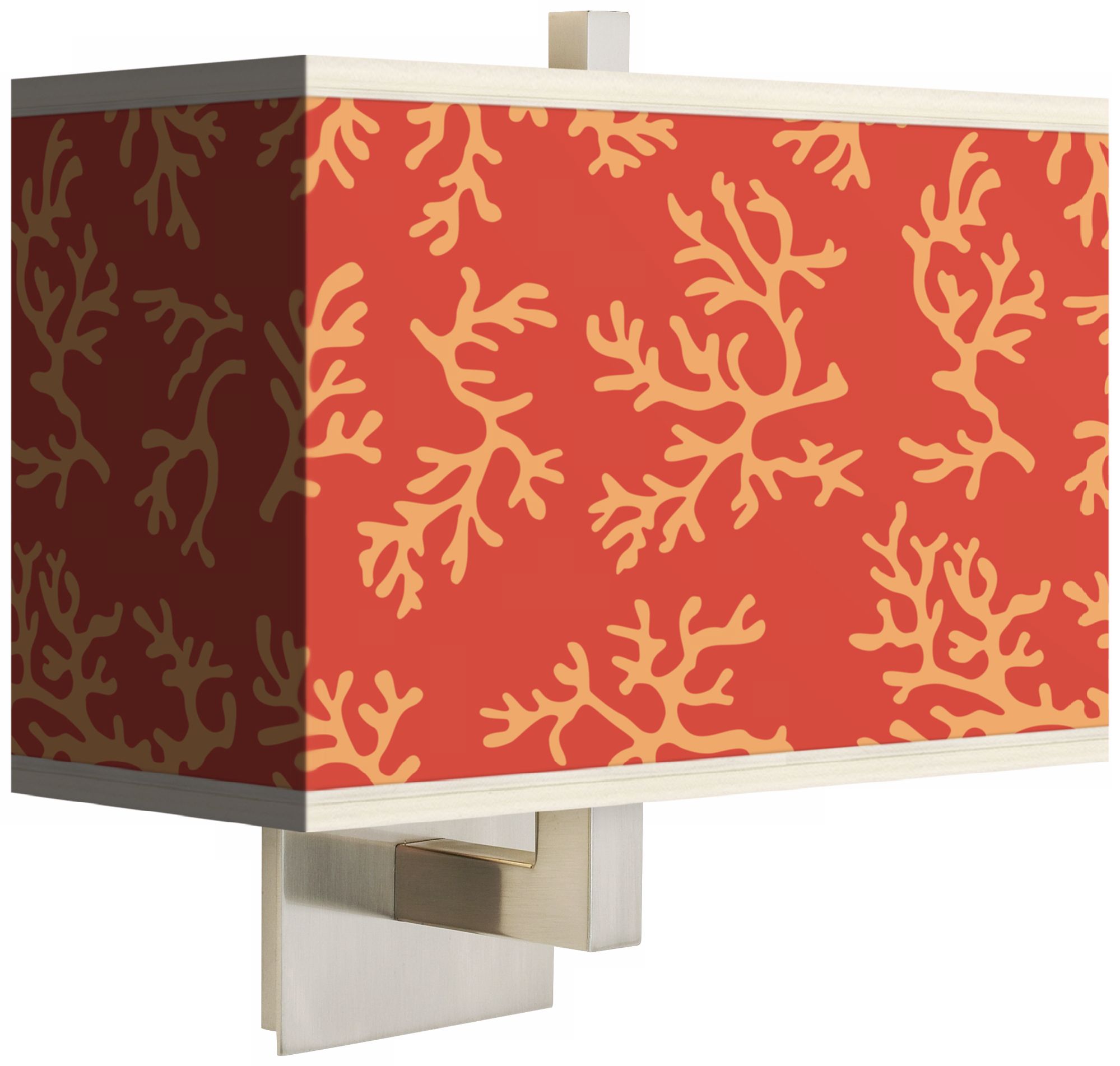 Tangerine Coral Rectangular Giclee Shade Wall Sconce