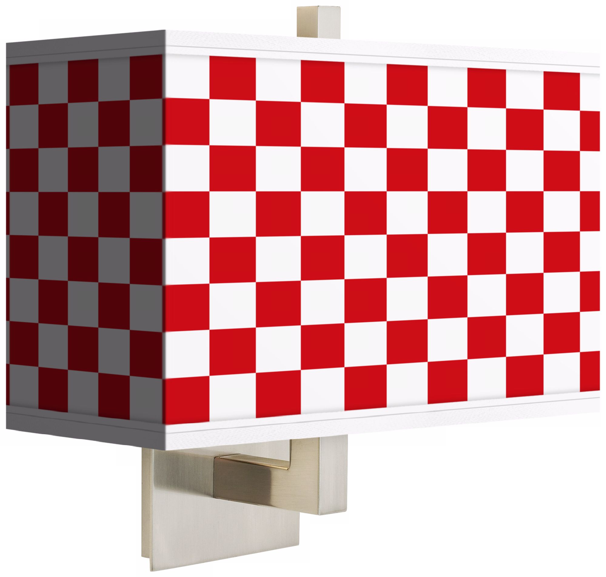 Checkered Red Rectangular Giclee Shade Wall Sconce