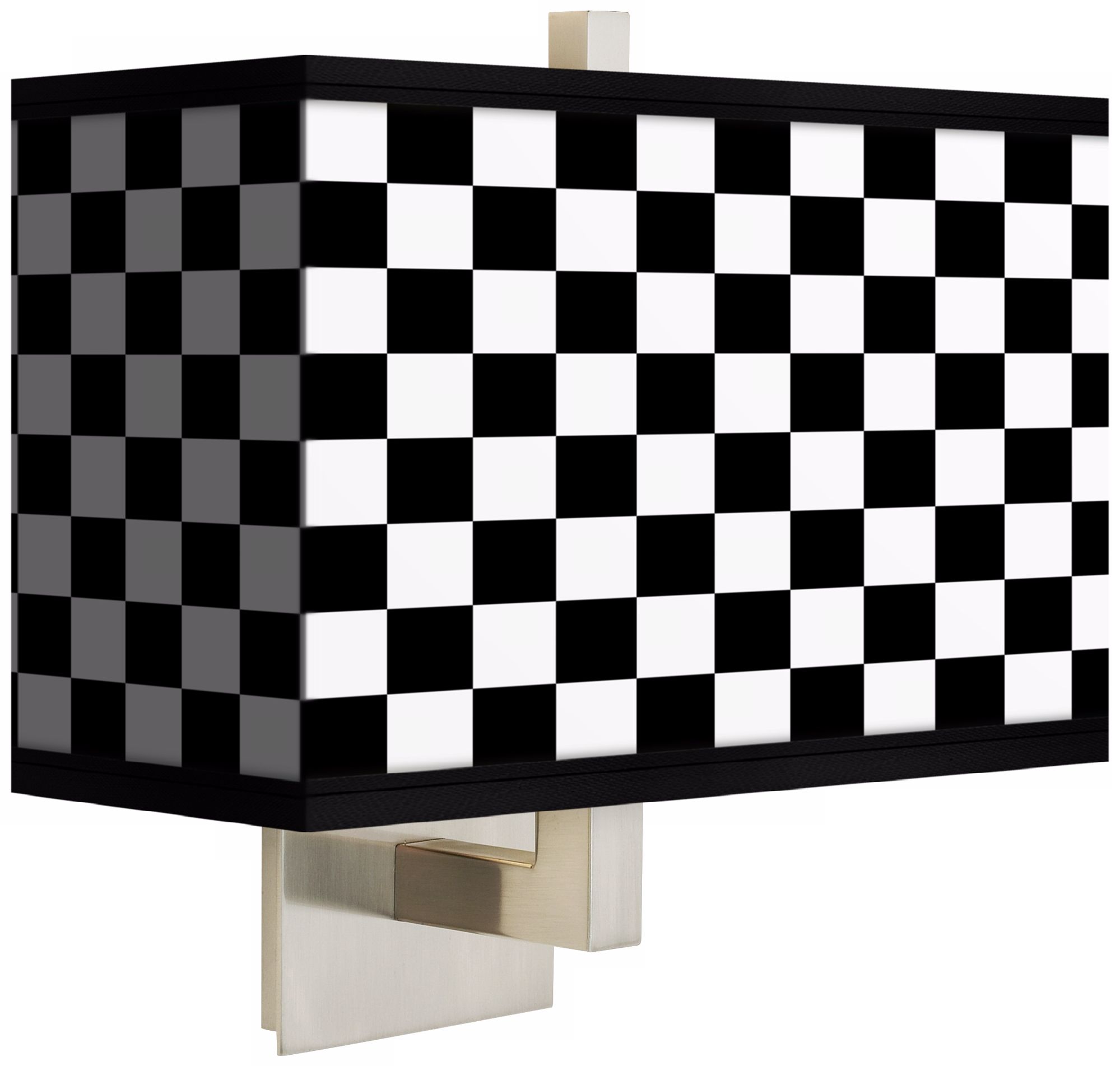 Checkered Black Rectangular Giclee Shade Wall Sconce