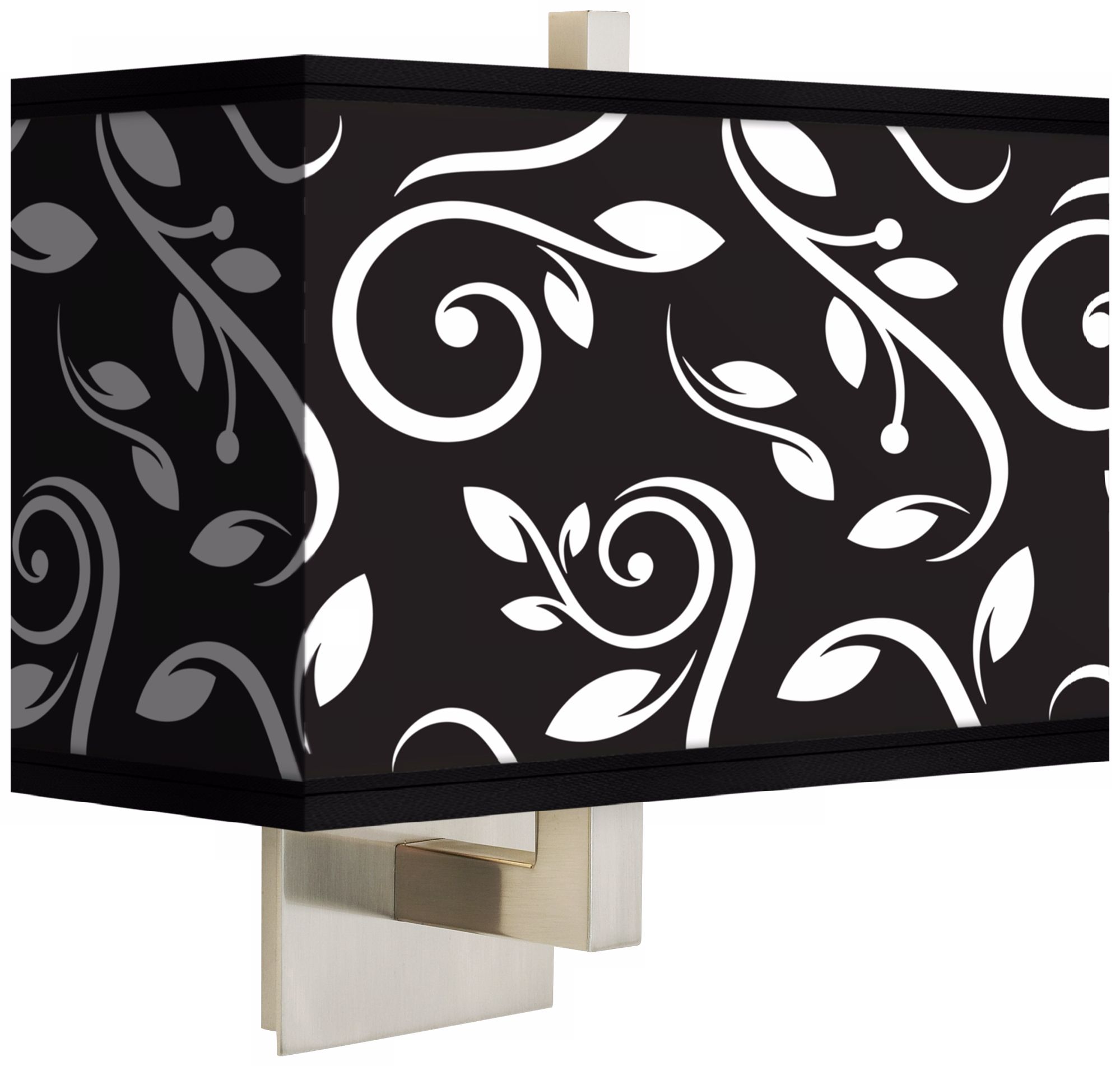 Swirling Vines Rectangular Giclee Shade Wall Sconce